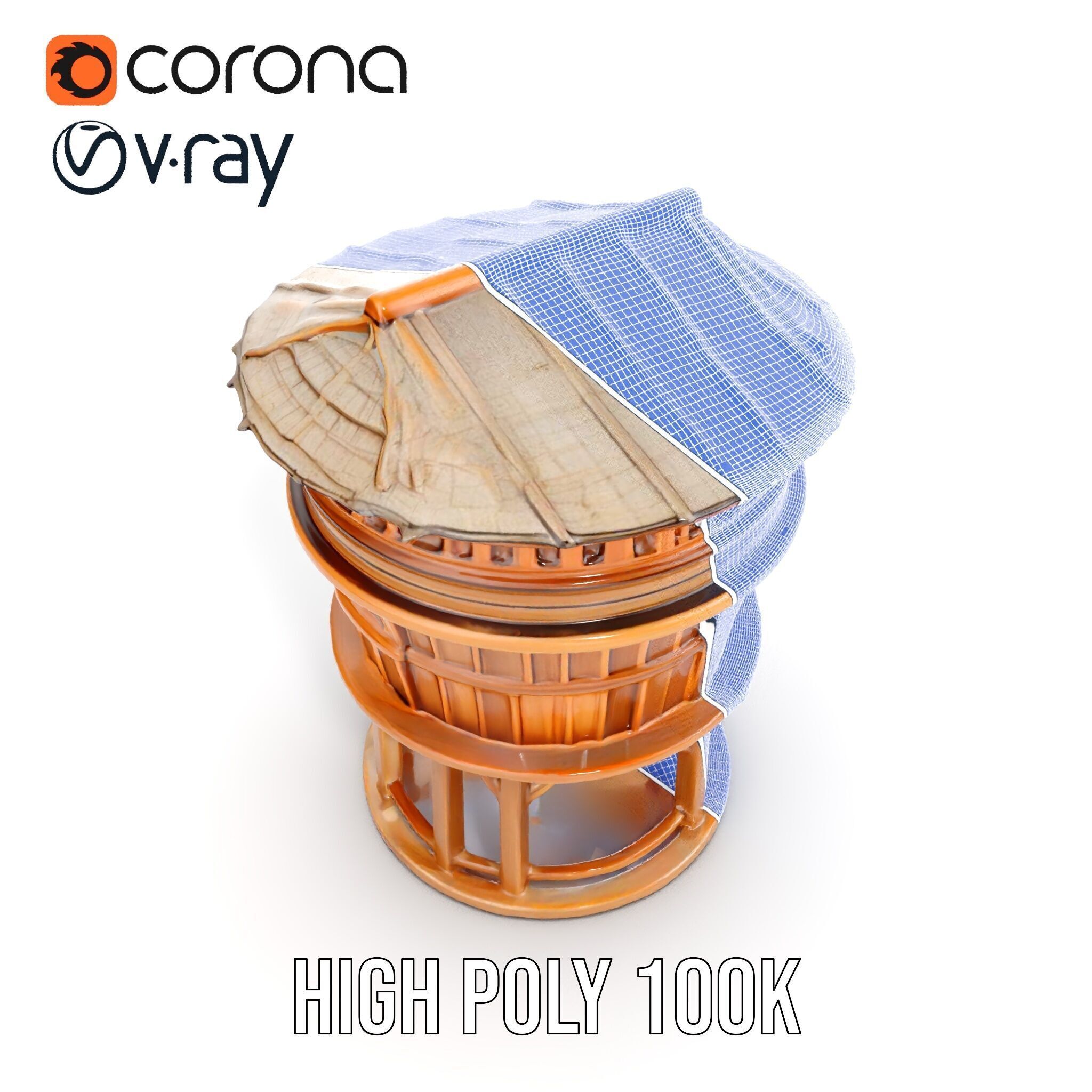 Wooden Water Tower model pack Low-poly 3D model_24