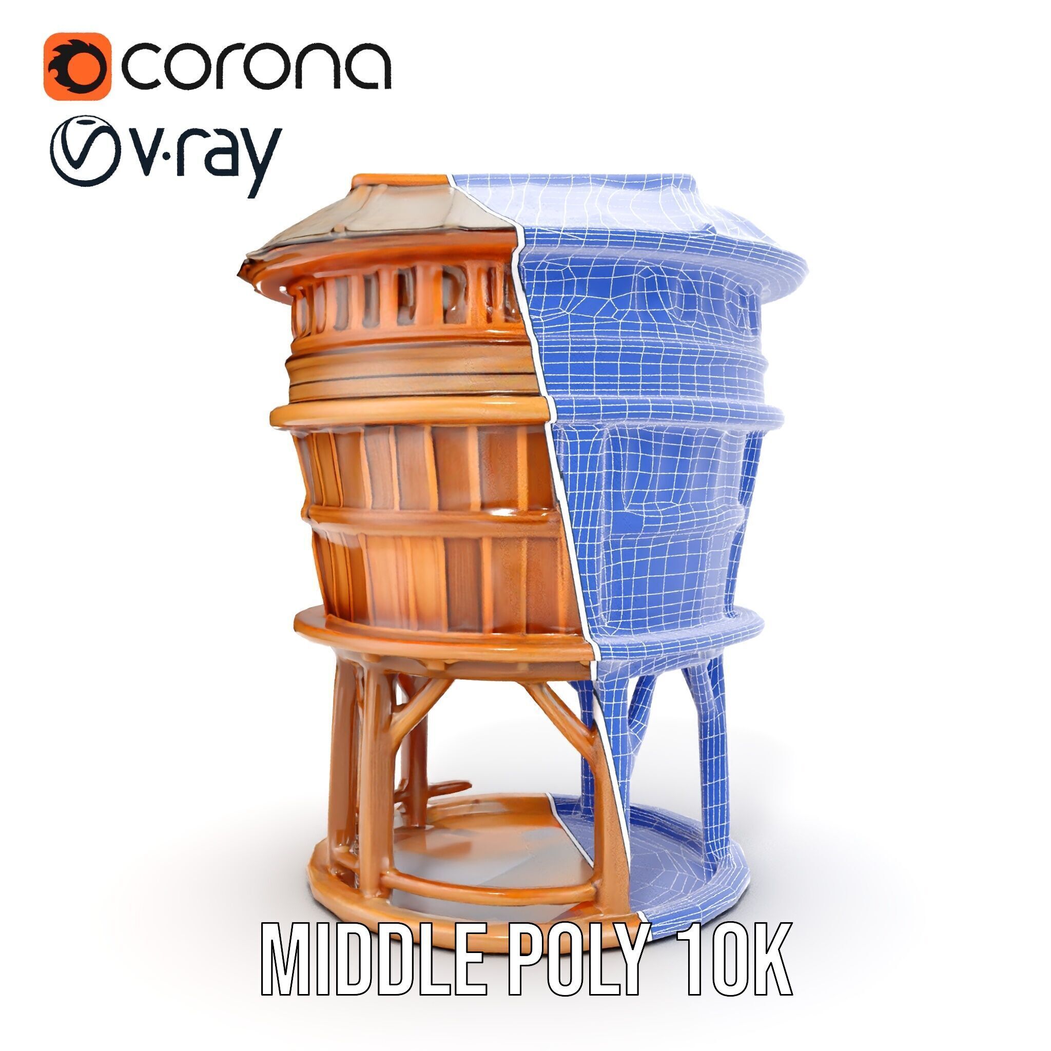 Wooden Water Tower model pack Low-poly 3D model_31