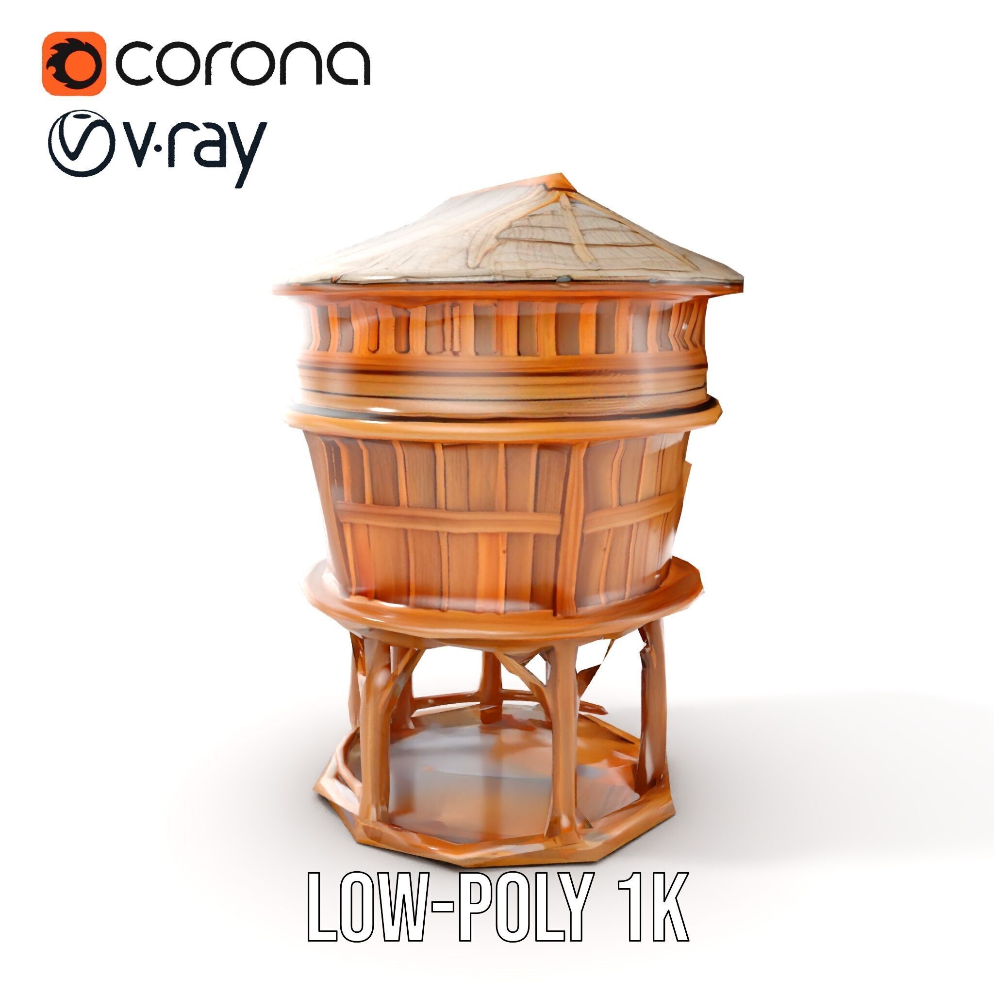 Wooden Water Tower model pack Low-poly 3D model_8