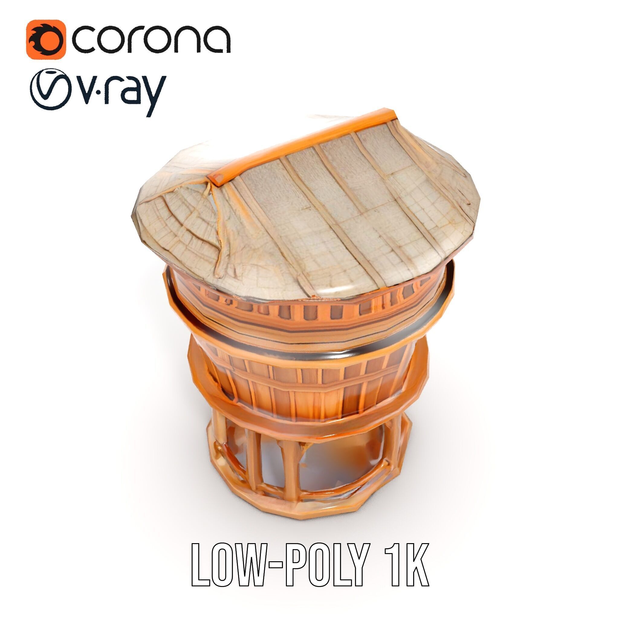 Wooden Water Tower model pack Low-poly 3D model_10