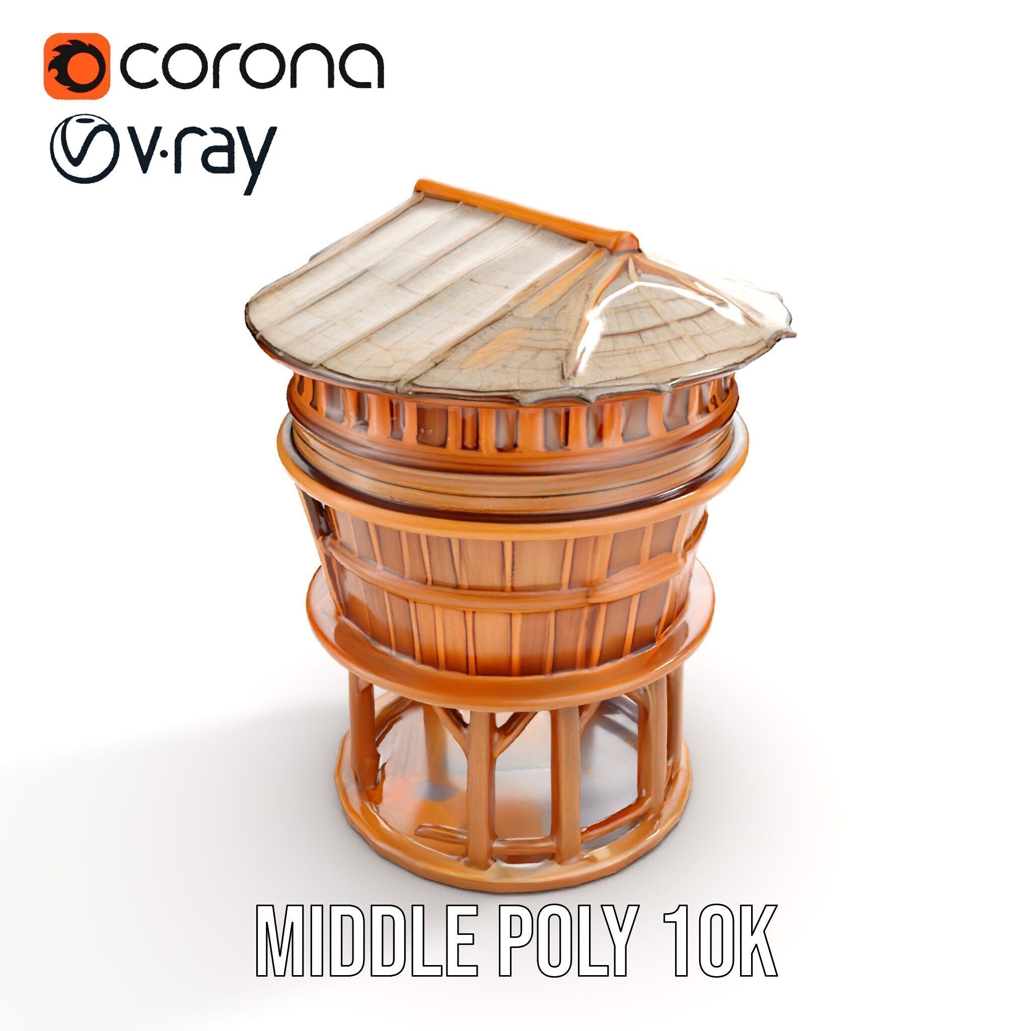Wooden Water Tower model pack Low-poly 3D model_11