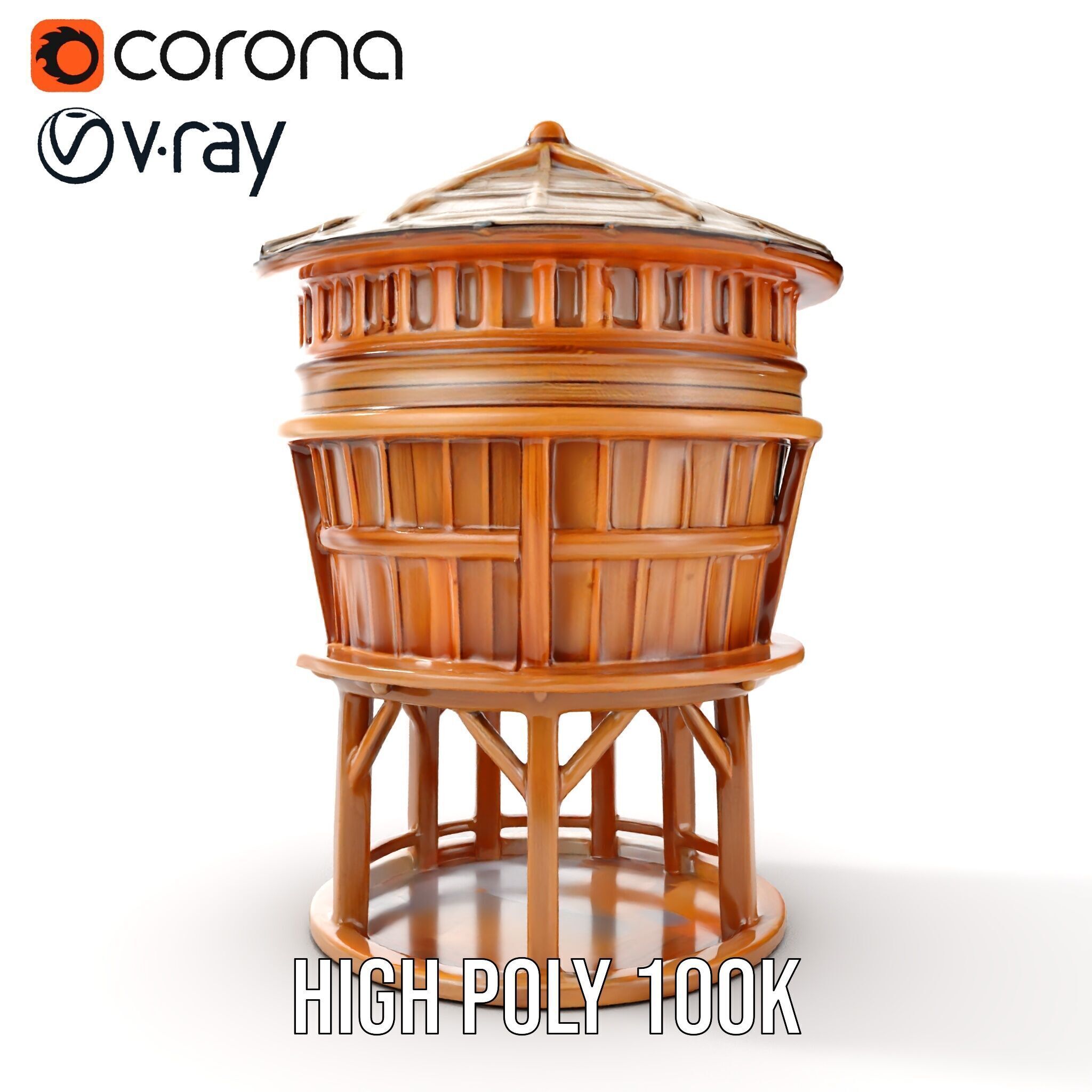 Wooden Water Tower model pack Low-poly 3D model_33