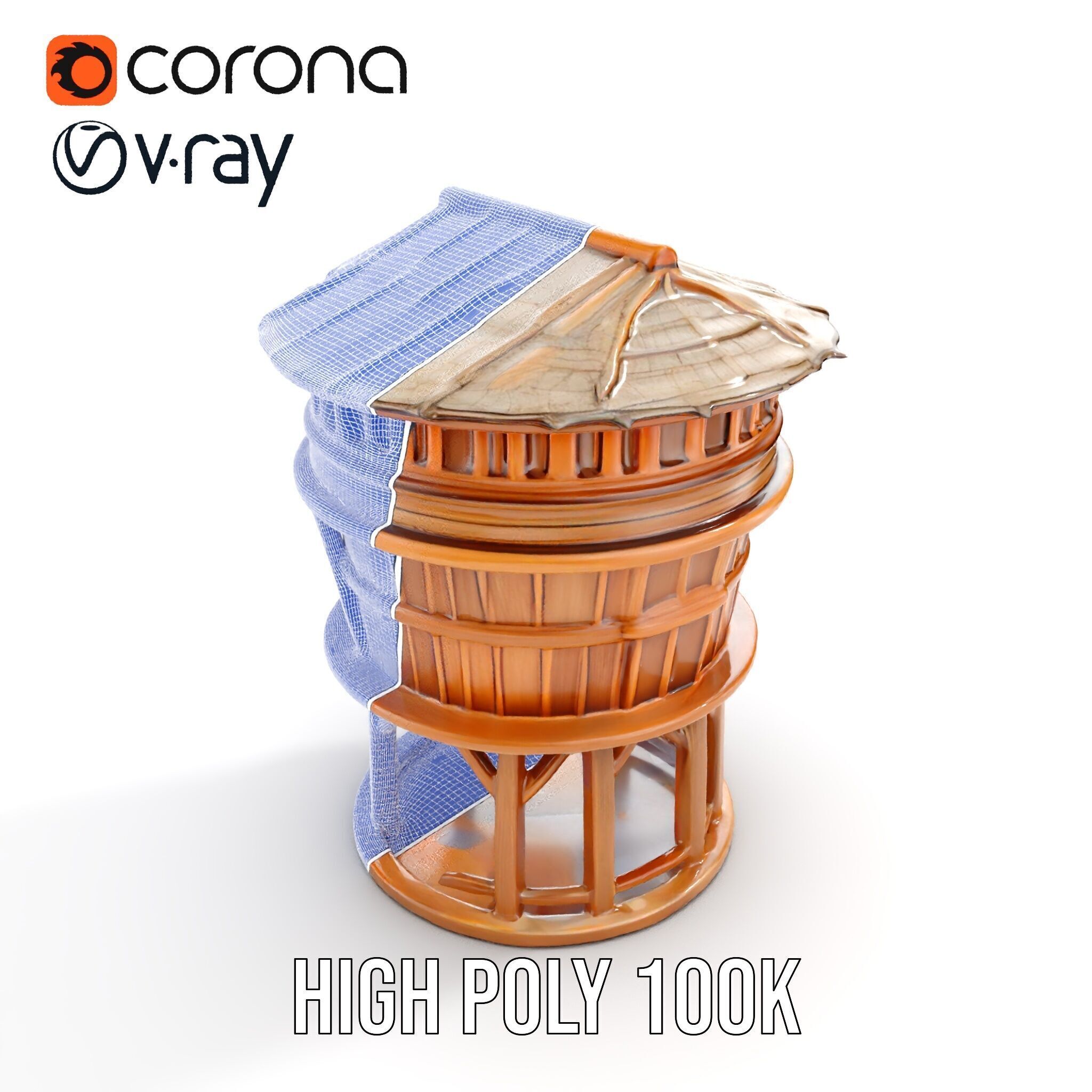 Wooden Water Tower model pack Low-poly 3D model_21