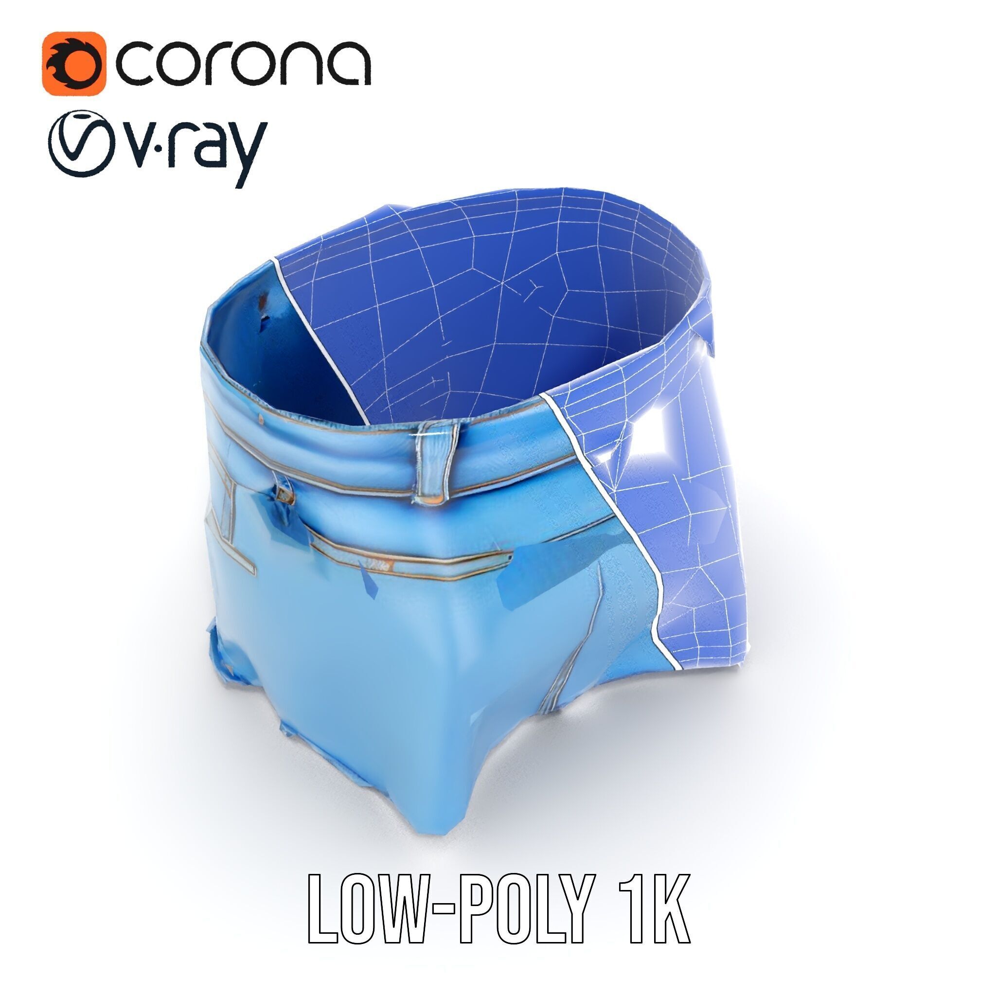 Denim Skirt Model Pack Low-poly 3D model_29