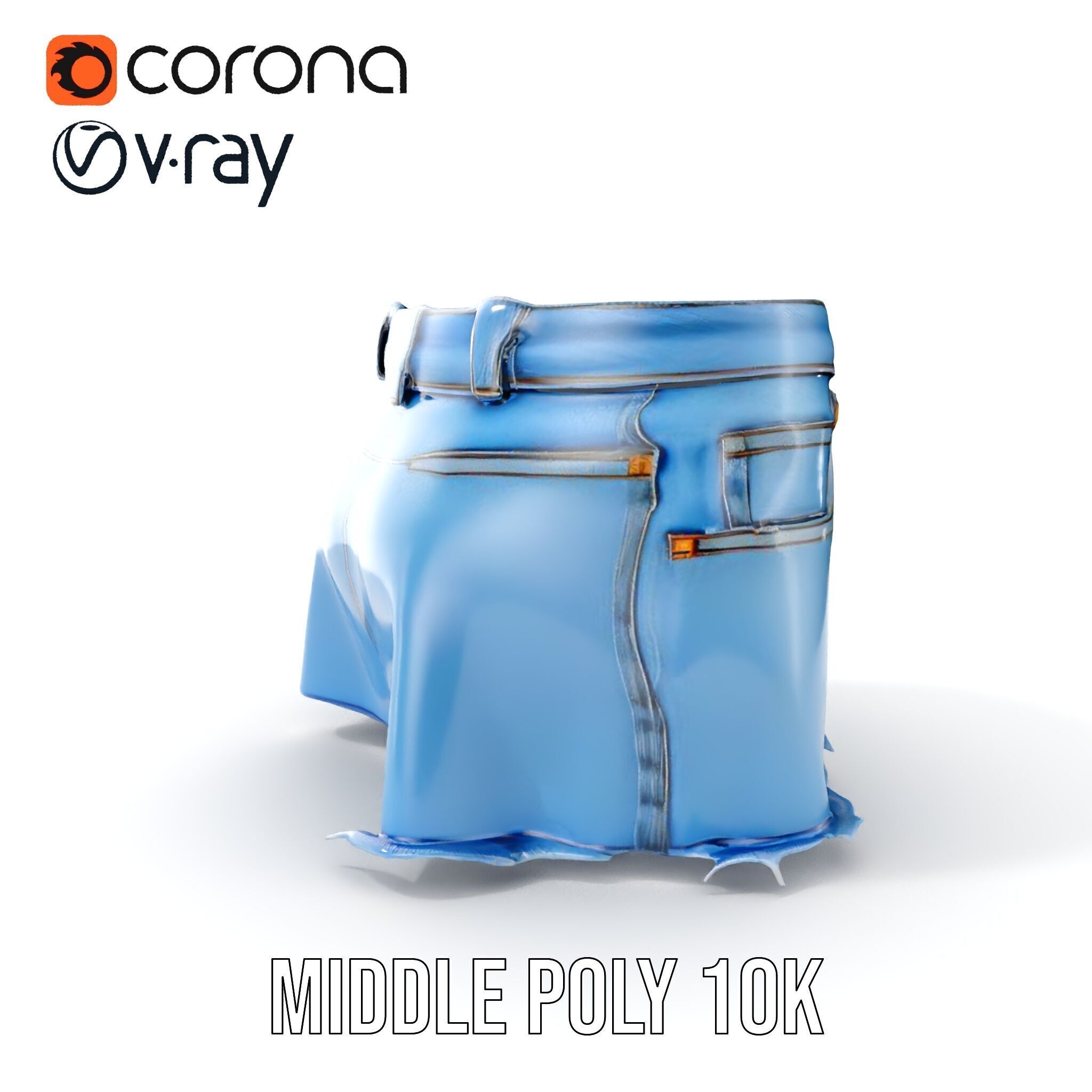 Denim Skirt Model Pack Low-poly 3D model_12