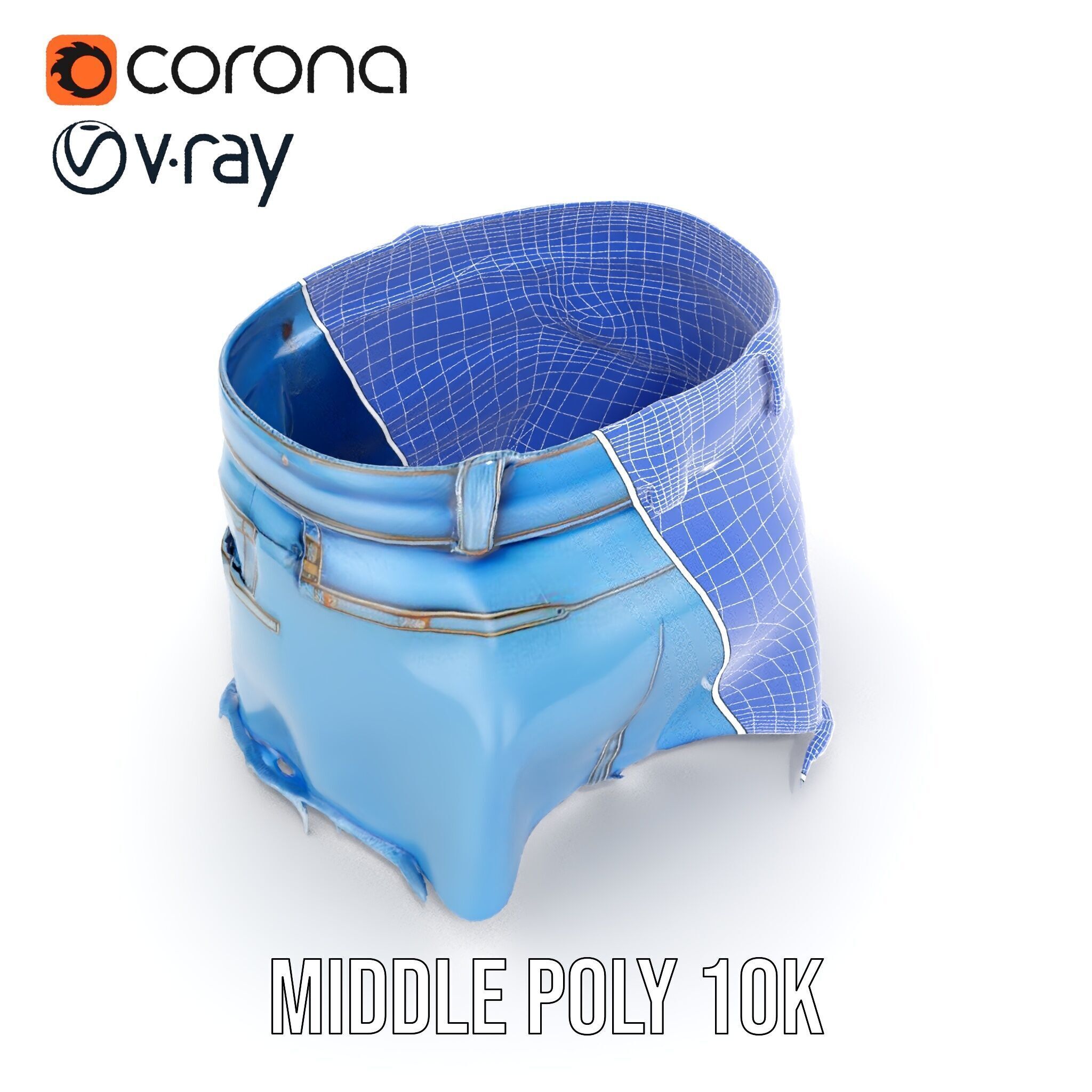 Denim Skirt Model Pack Low-poly 3D model_15