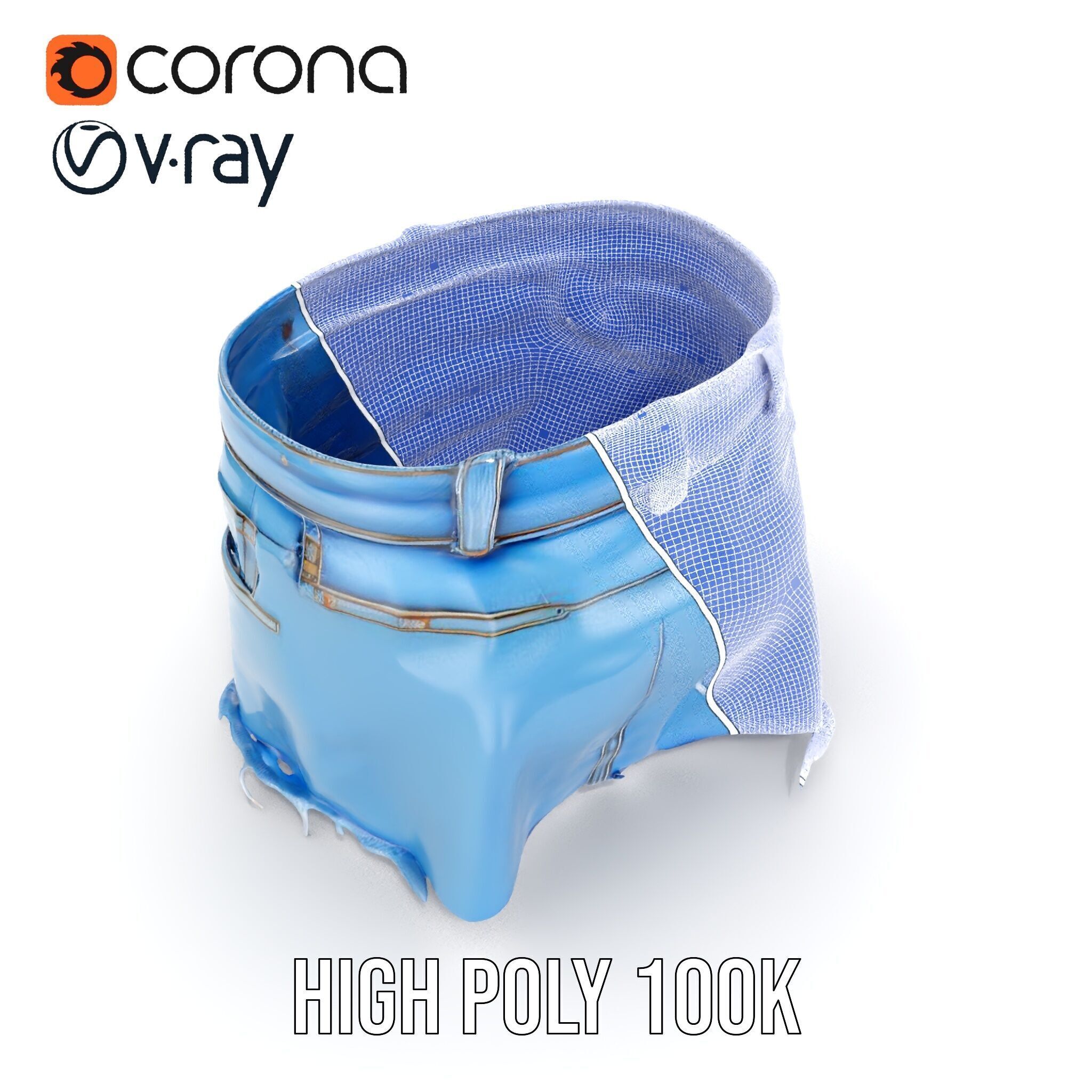 Denim Skirt Model Pack Low-poly 3D model_36