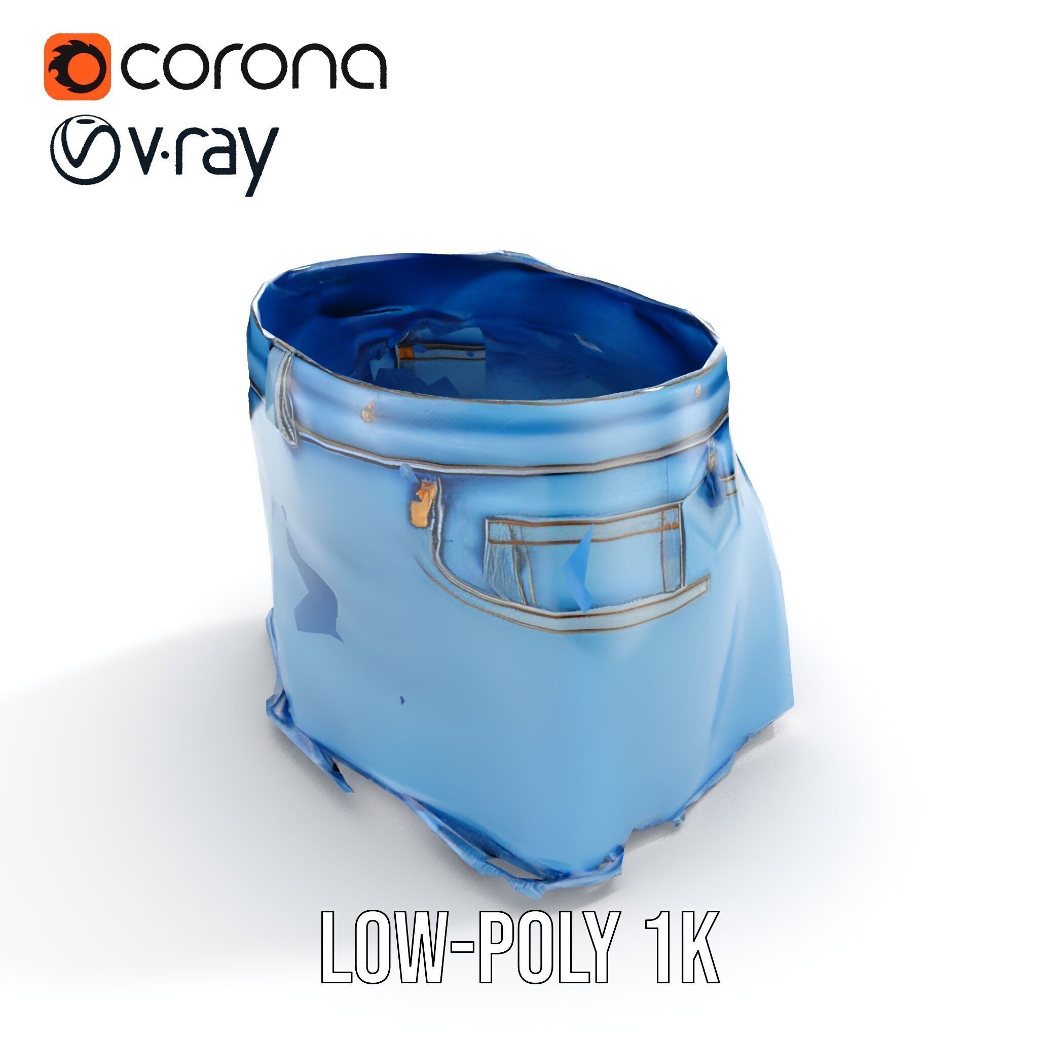 Denim Skirt Model Pack Low-poly 3D model_13