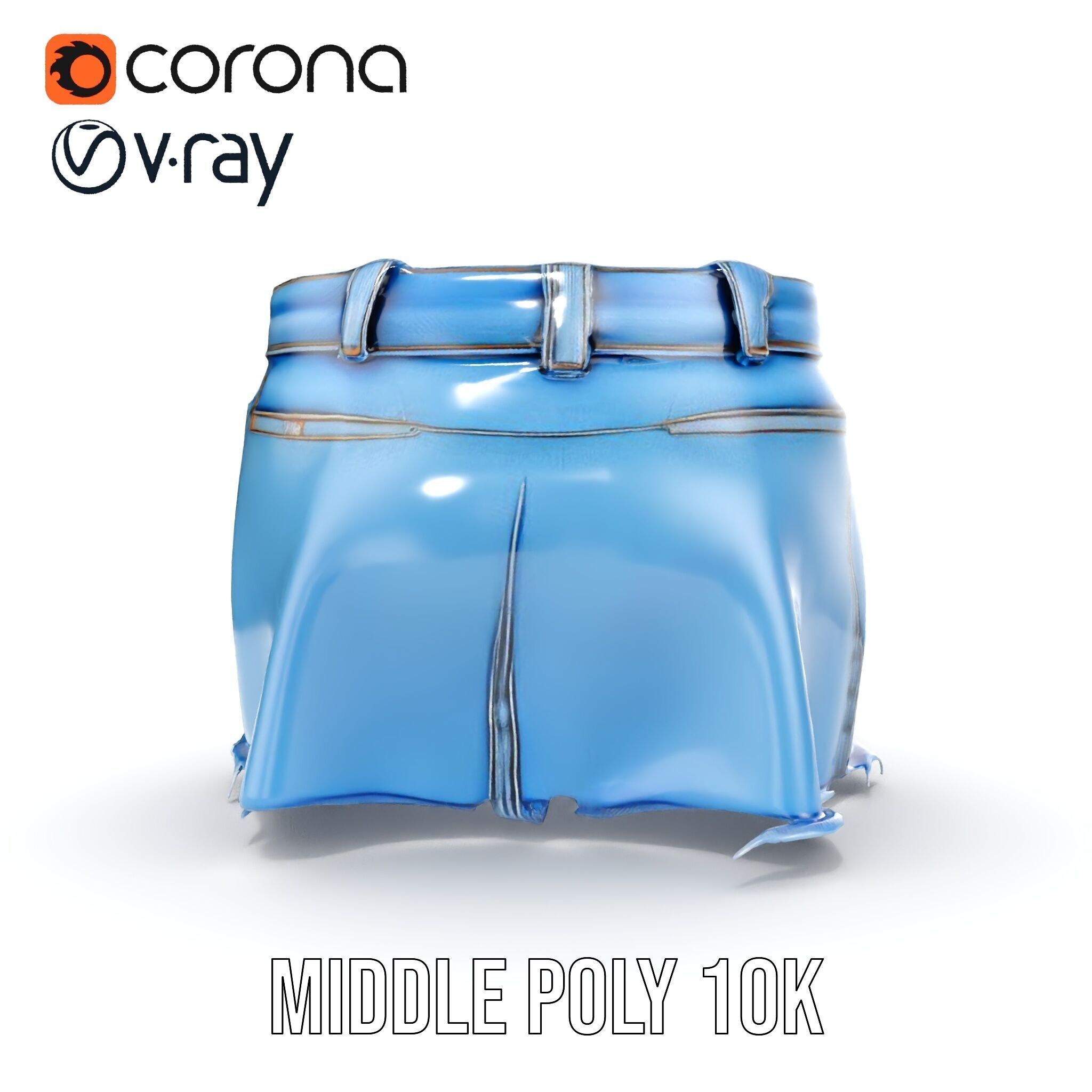 Denim Skirt Model Pack Low-poly 3D model_22