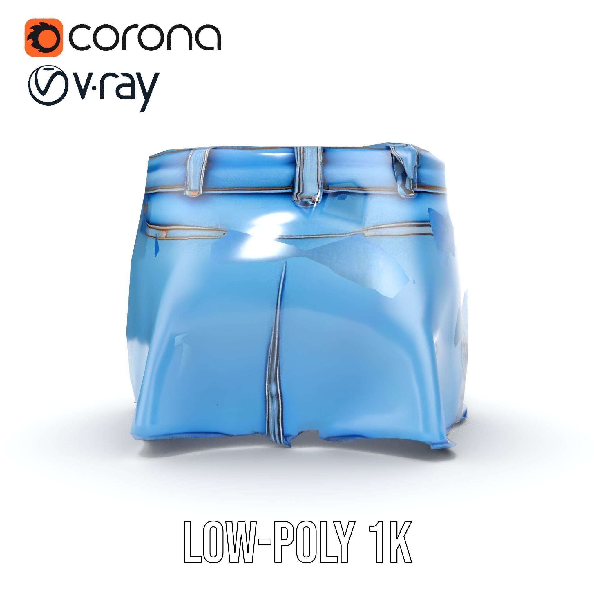 Denim Skirt Model Pack Low-poly 3D model_16