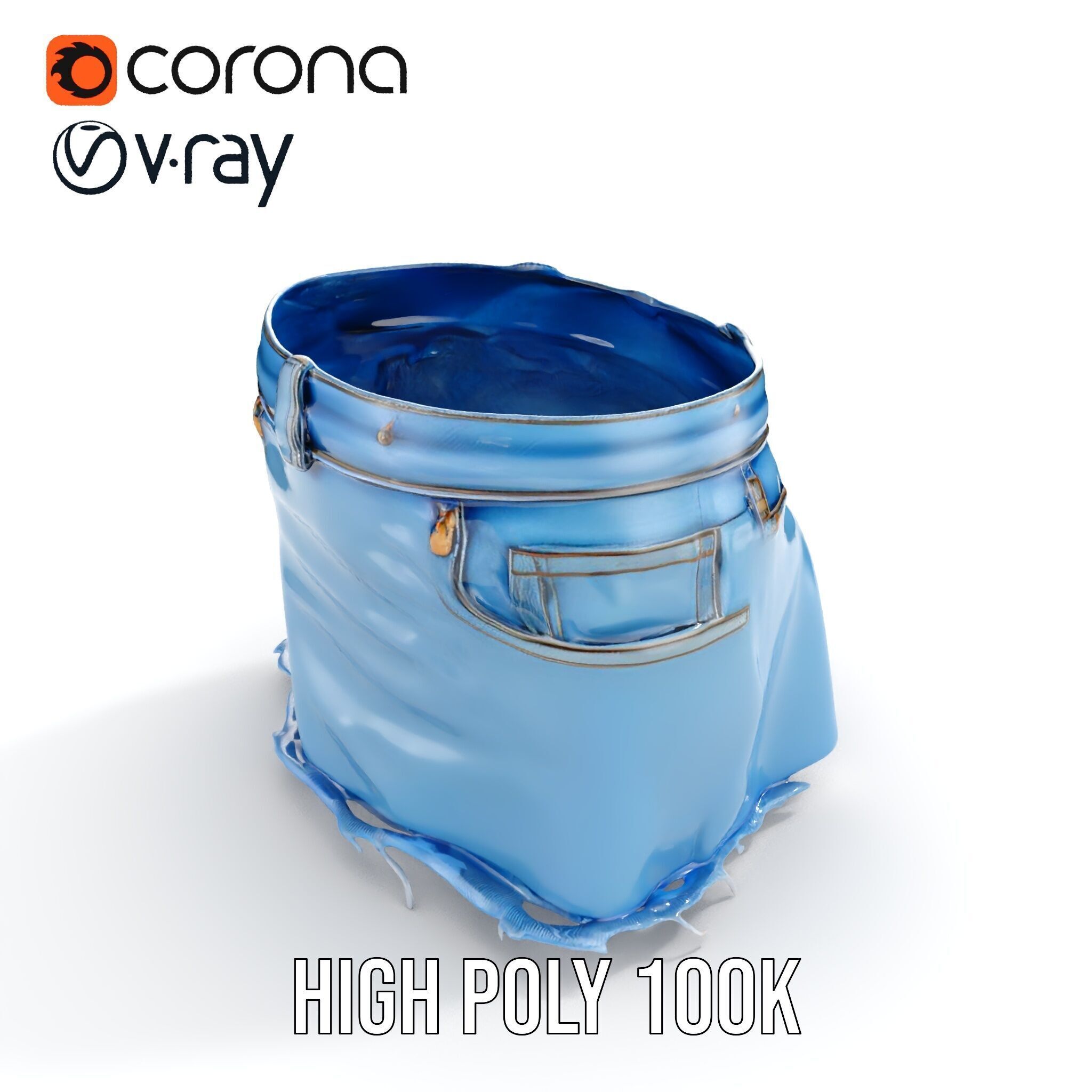 Denim Skirt Model Pack Low-poly 3D model_14