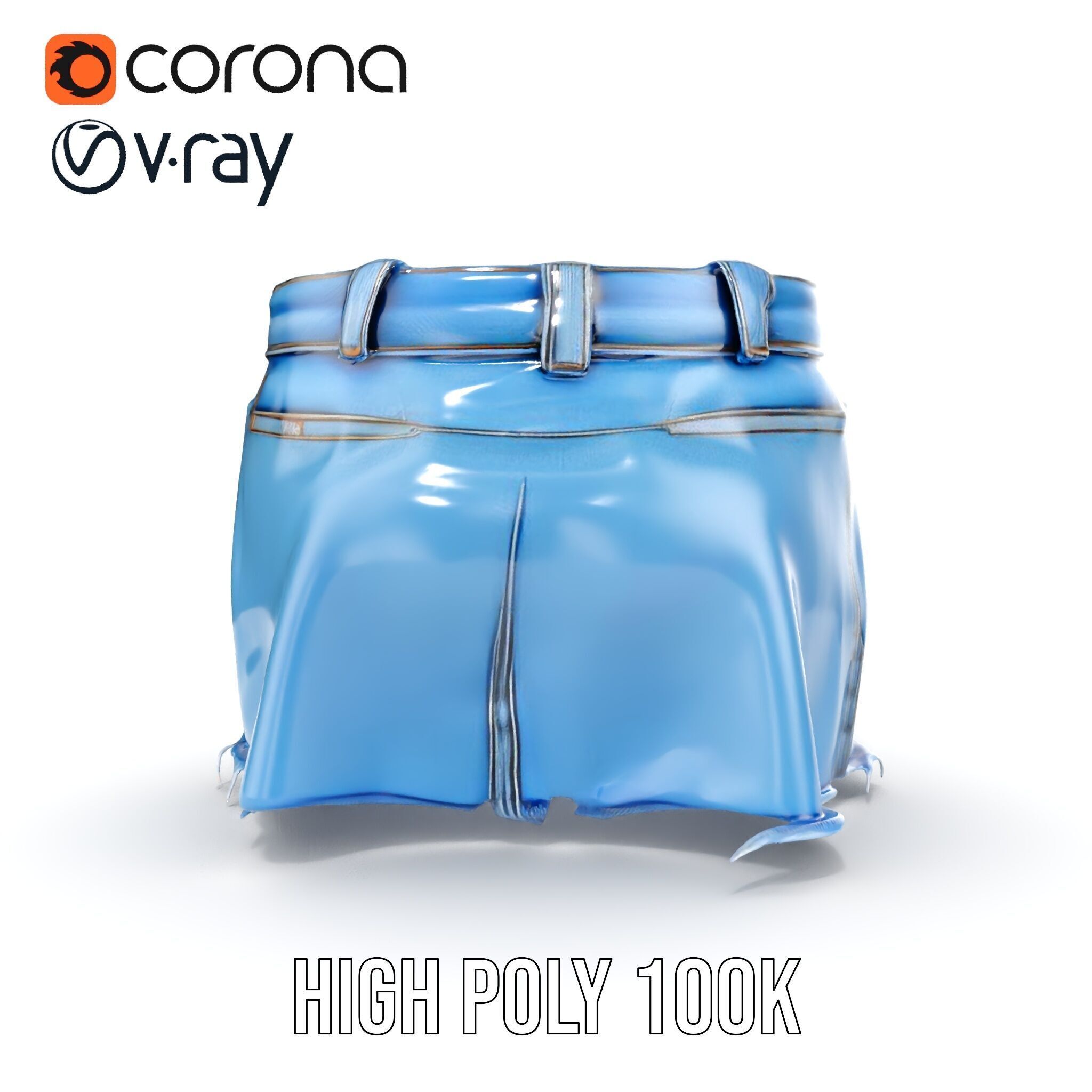 Denim Skirt Model Pack Low-poly 3D model_11