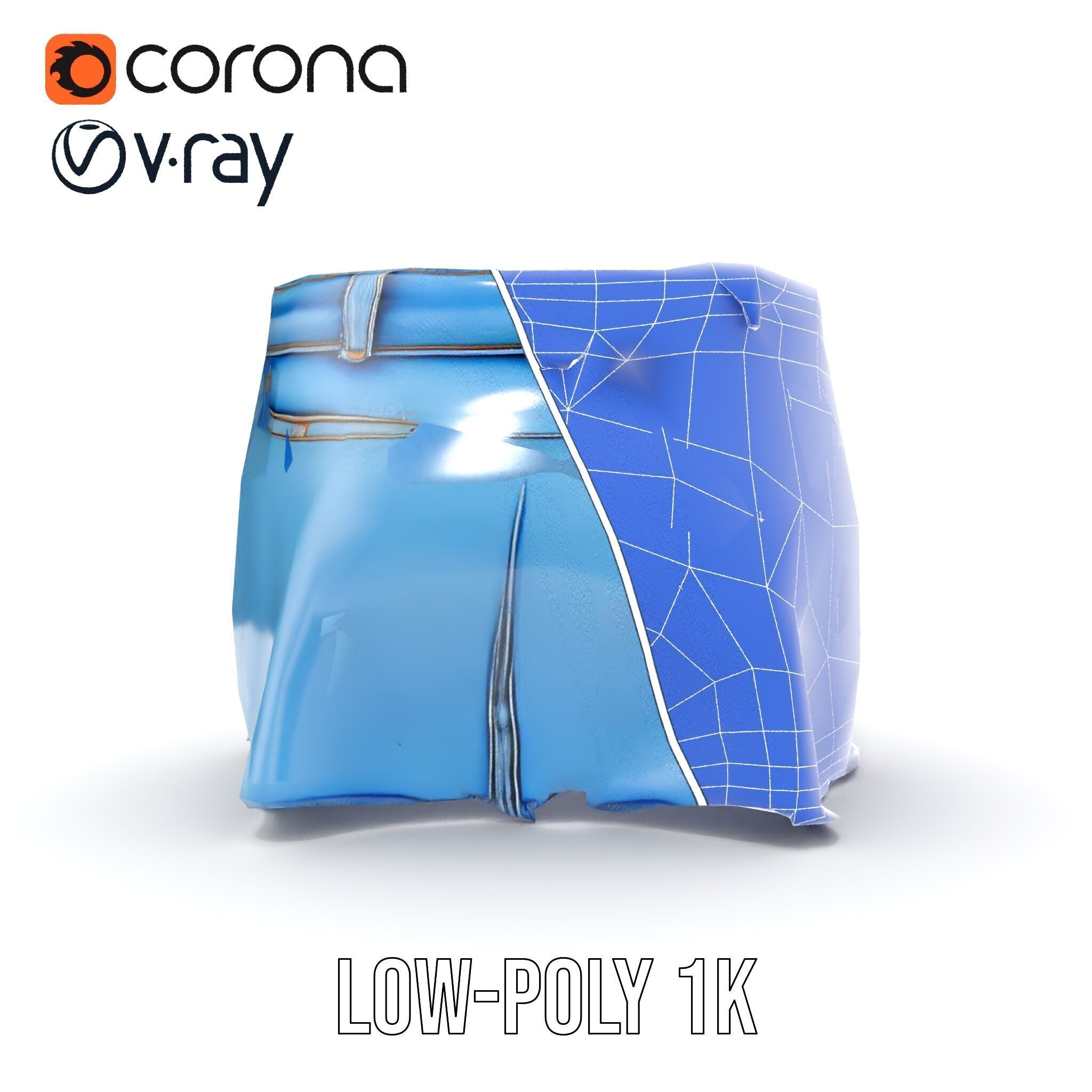 Denim Skirt Model Pack Low-poly 3D model_26