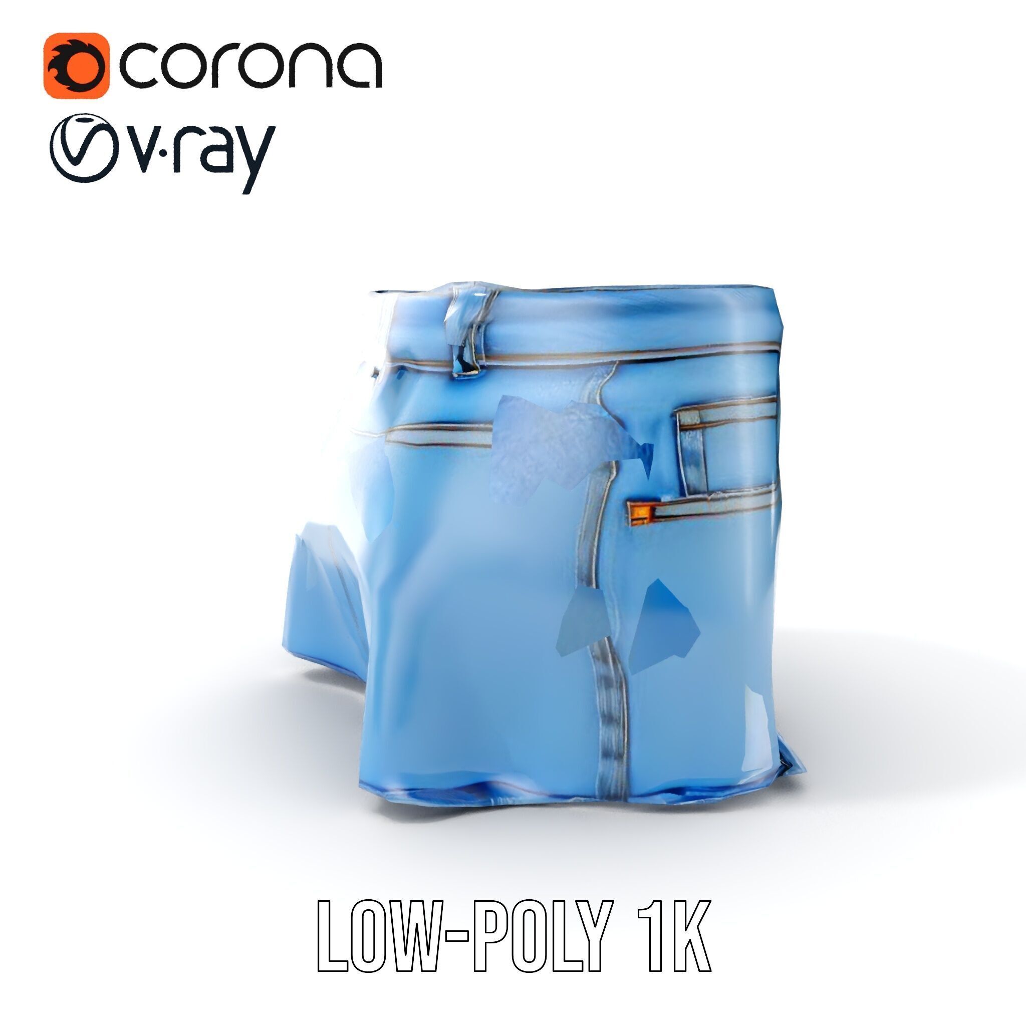 Denim Skirt Model Pack Low-poly 3D model_8