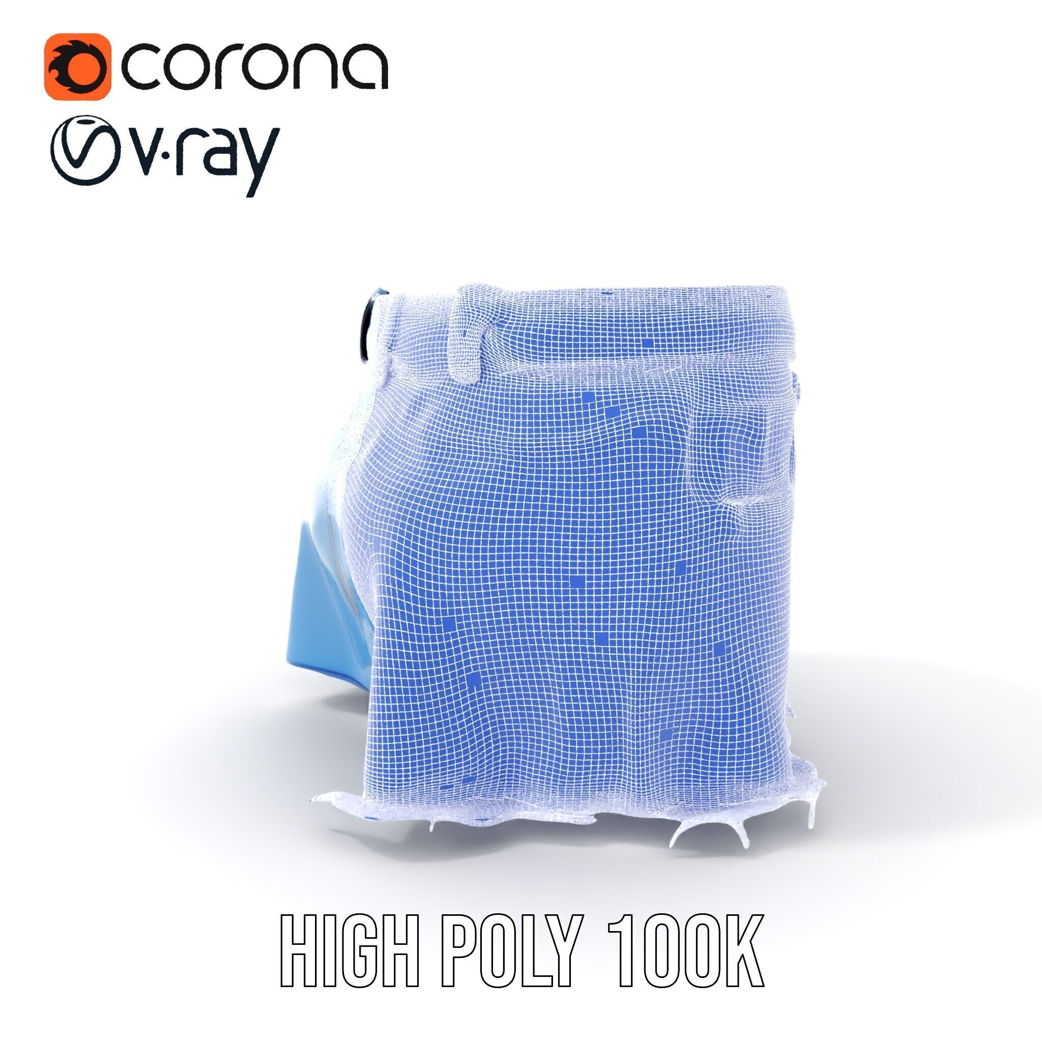 Denim Skirt Model Pack Low-poly 3D model_5