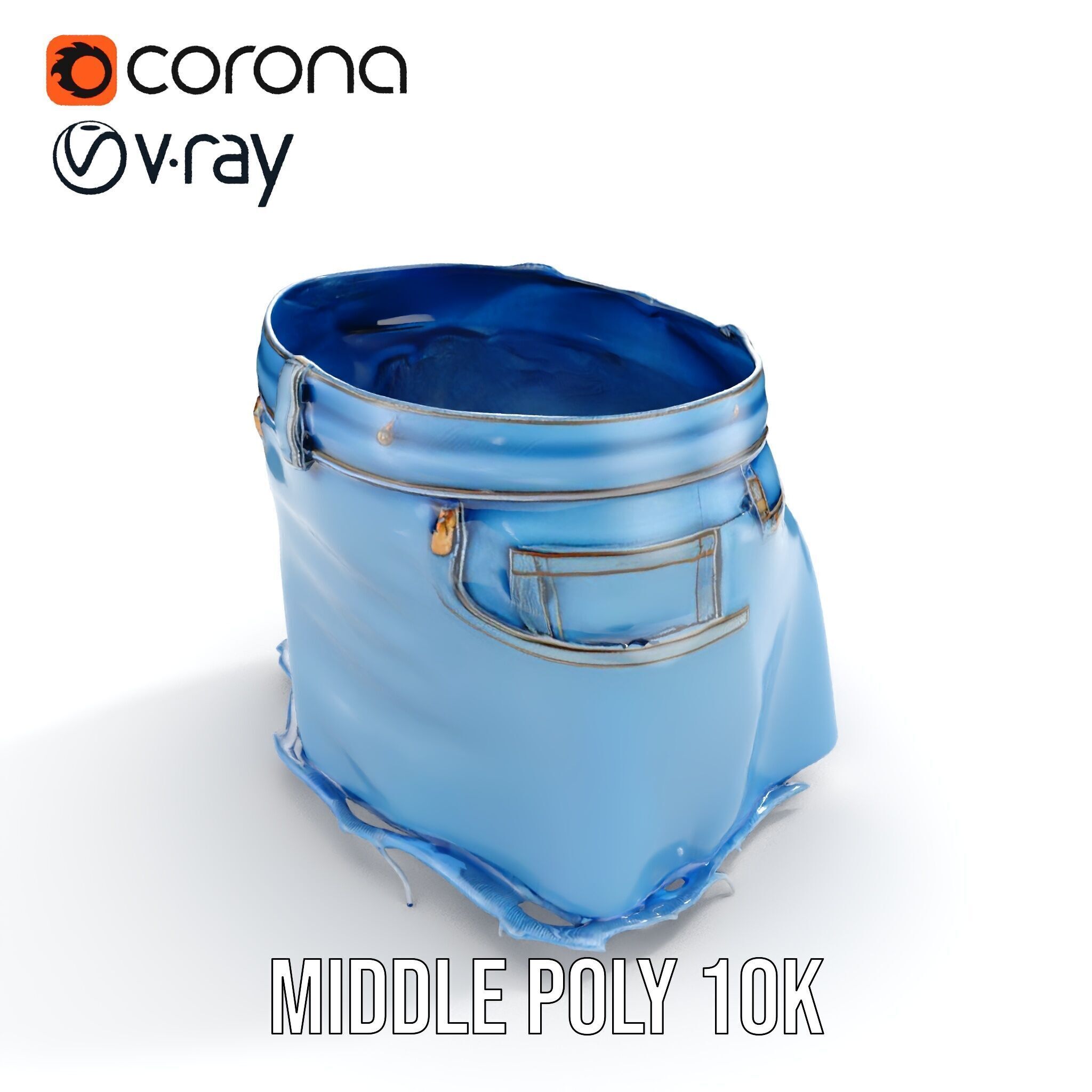 Denim Skirt Model Pack Low-poly 3D model_7