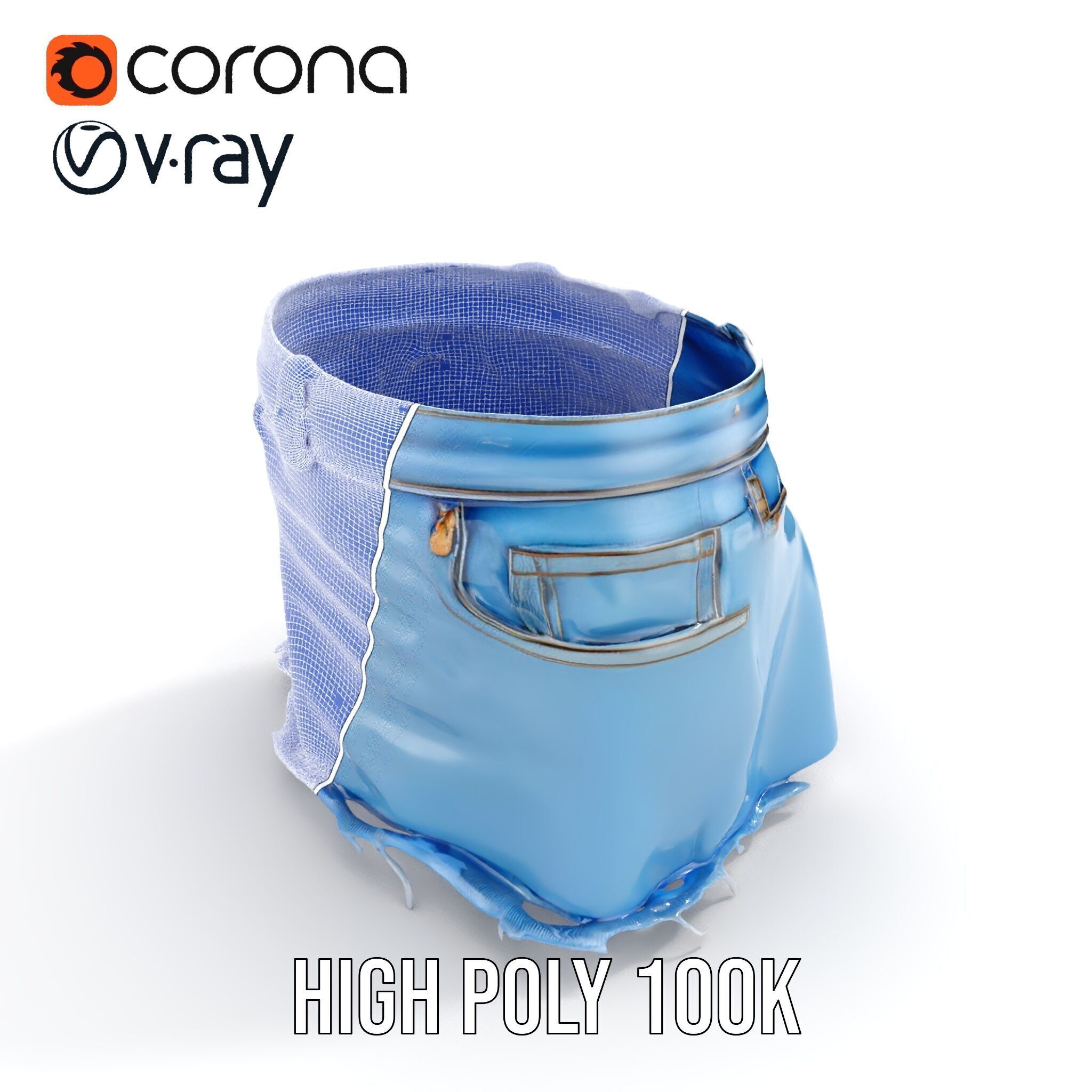 Denim Skirt Model Pack Low-poly 3D model_27