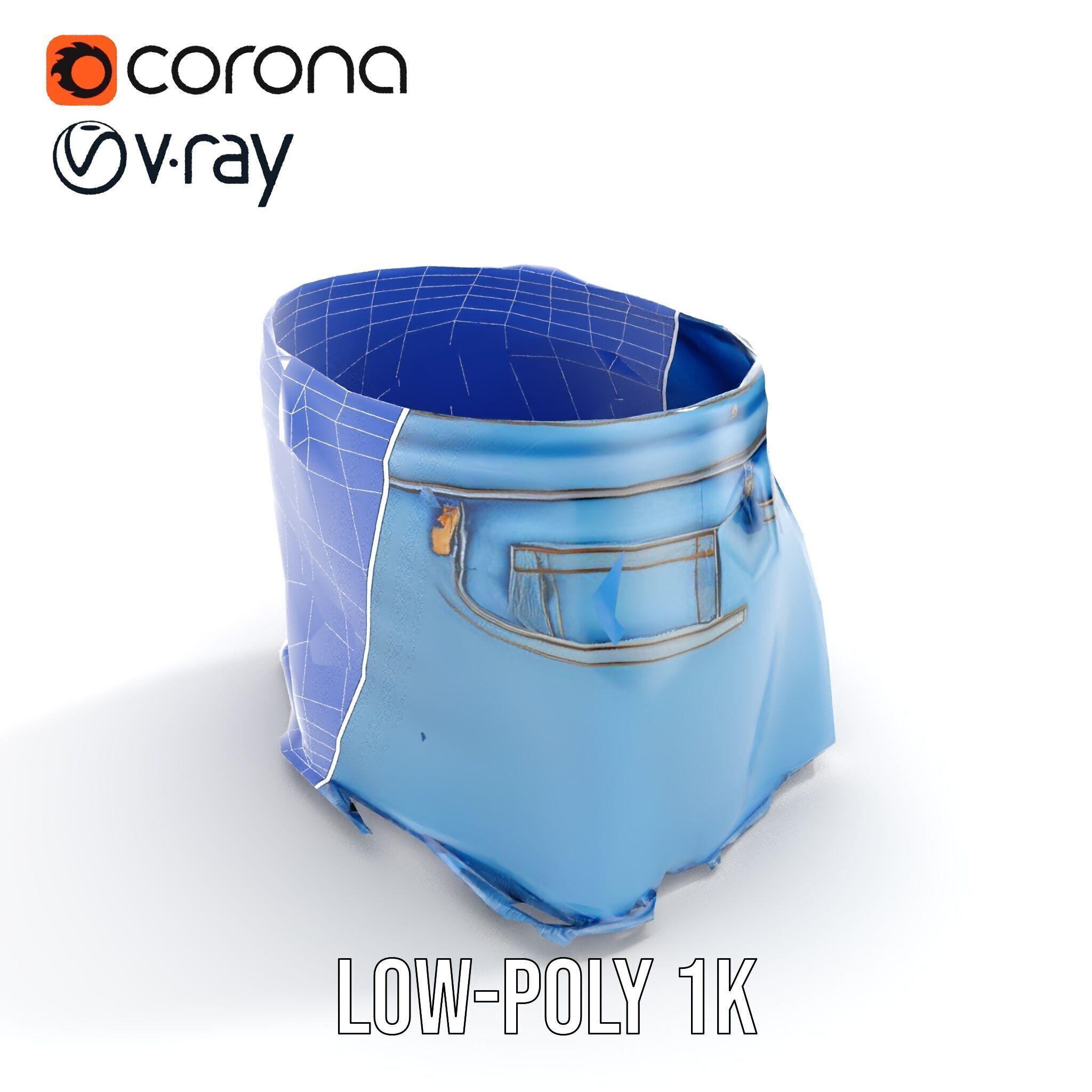 Denim Skirt Model Pack Low-poly 3D model_18