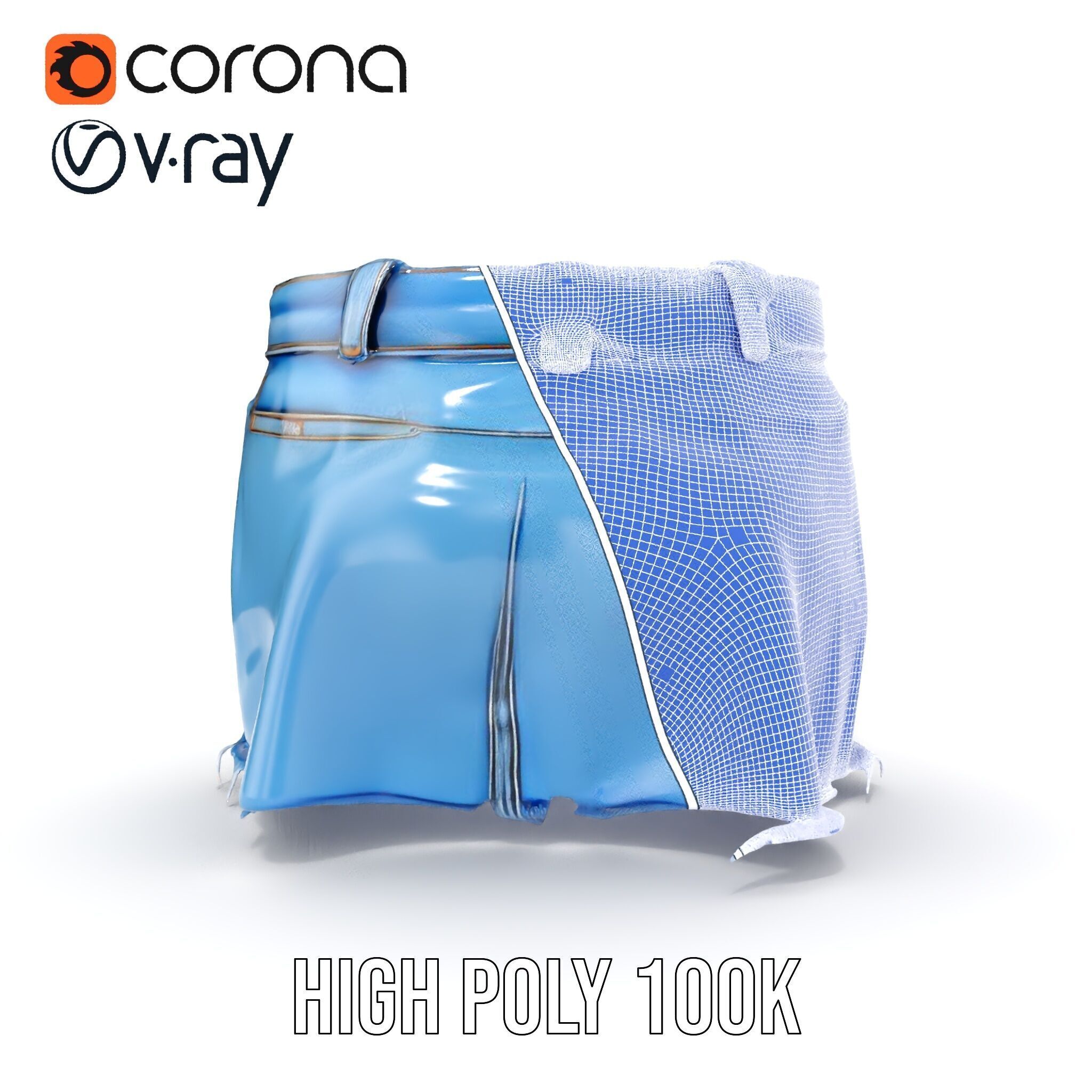 Denim Skirt Model Pack Low-poly 3D model_33