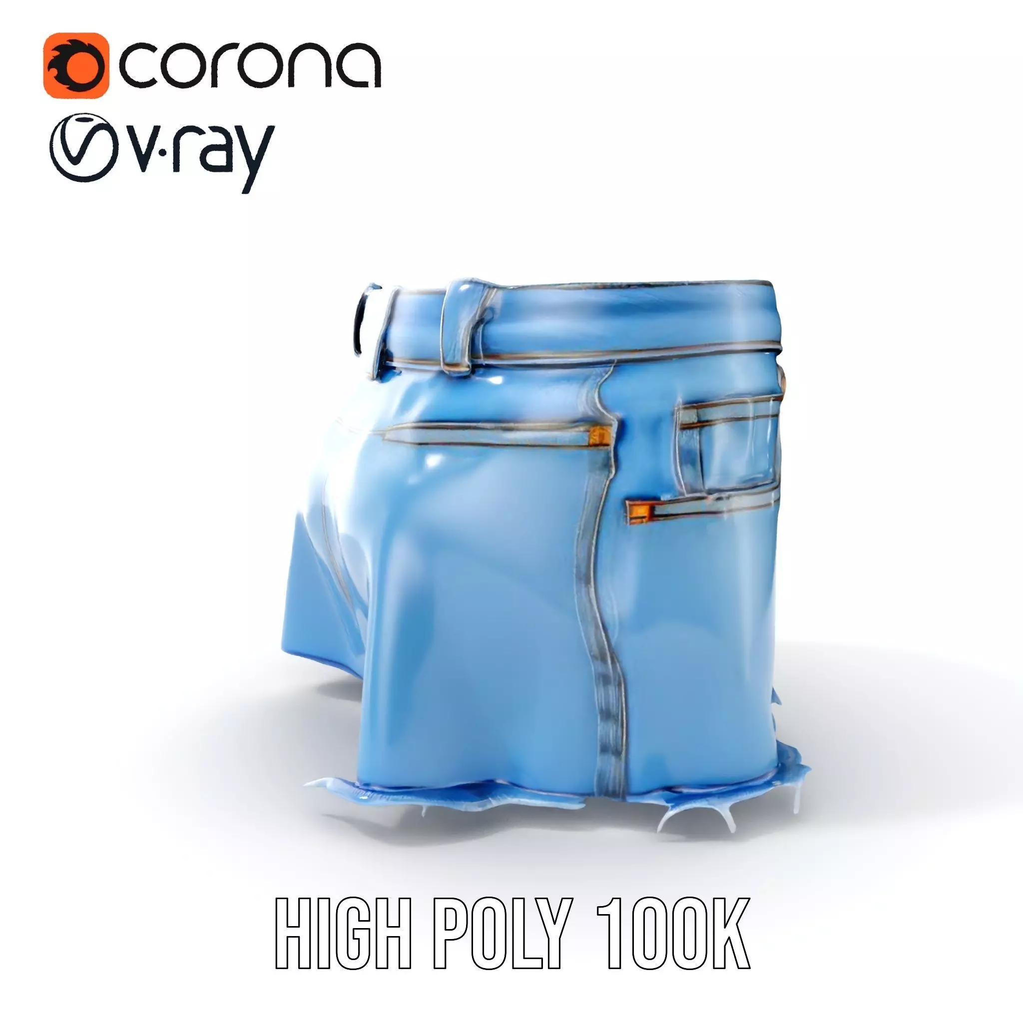 Denim Skirt Model Pack Low-poly 3D model_0