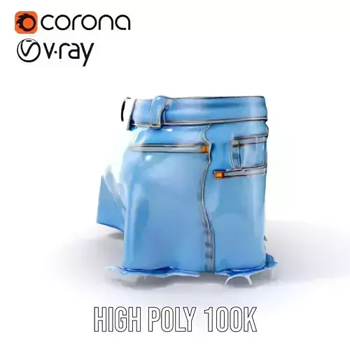 Denim Skirt Model Pack Low-poly 3D model