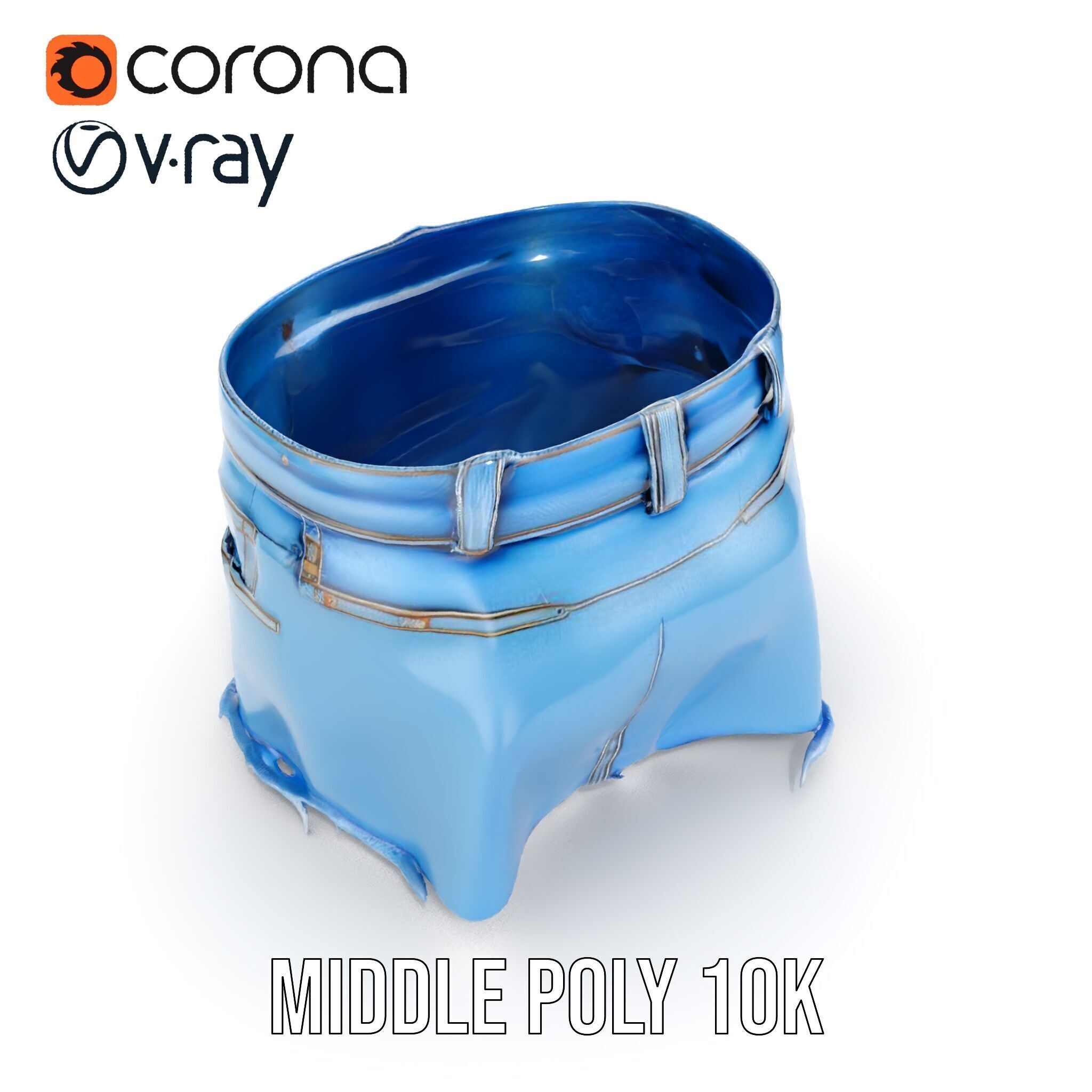 Denim Skirt Model Pack Low-poly 3D model_9