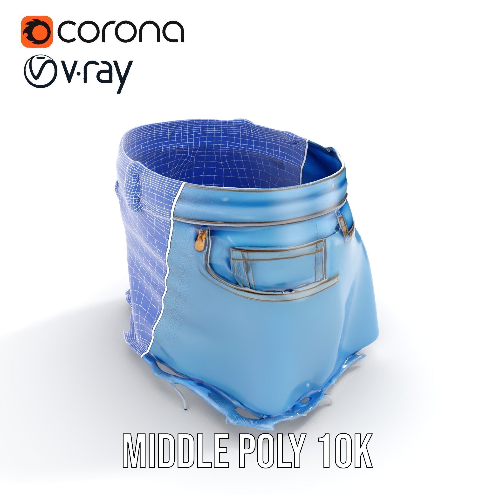 Denim Skirt Model Pack Low-poly 3D model_20