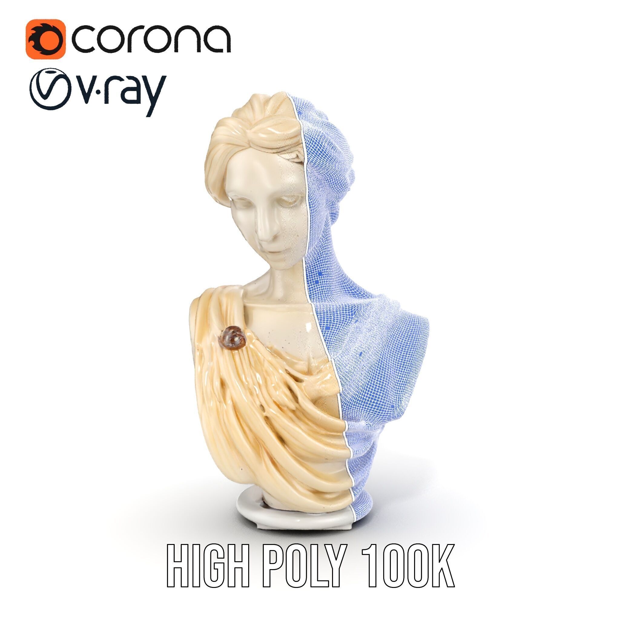 Classical Sculpture Bust Model Pack Low-poly 3D model_30