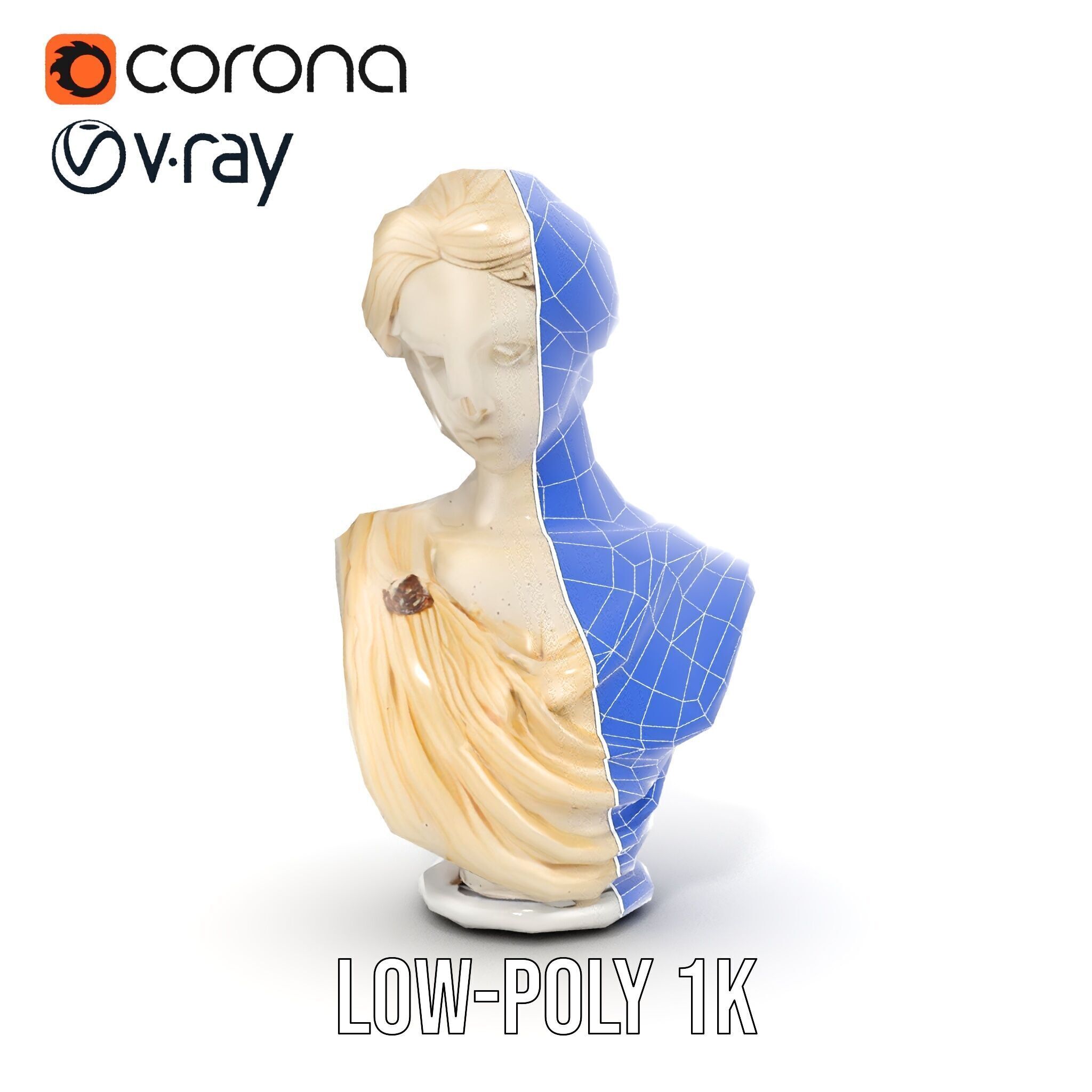 Classical Sculpture Bust Model Pack Low-poly 3D model_16