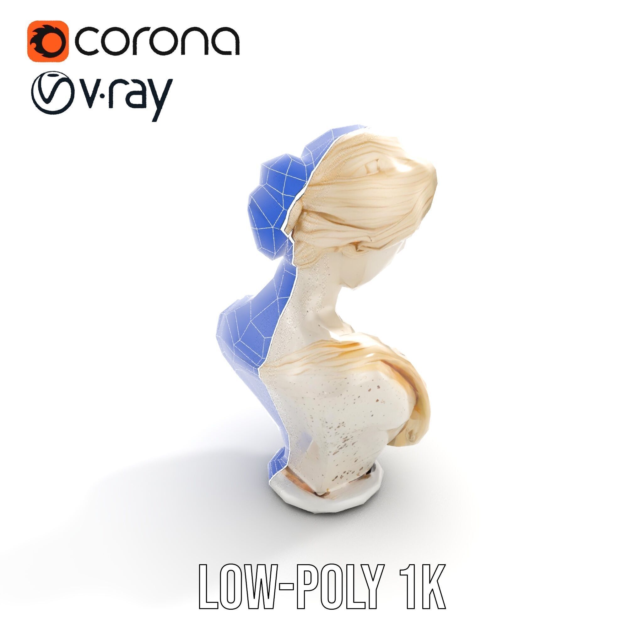 Classical Sculpture Bust Model Pack Low-poly 3D model_13