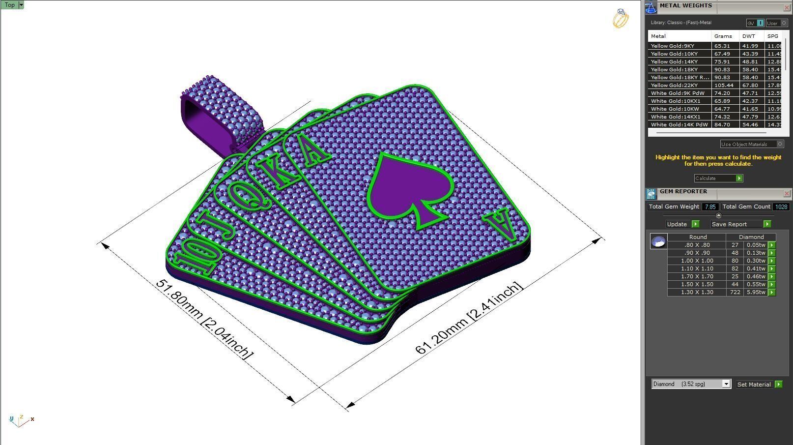 Custom Poker Pendnat - Playing Card pendant - Poker Card  3D print model_6
