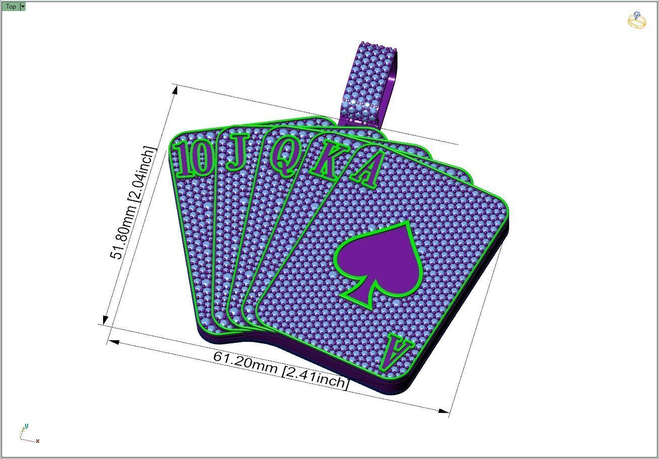 Custom Poker Pendnat - Playing Card pendant - Poker Card  3D print model_4