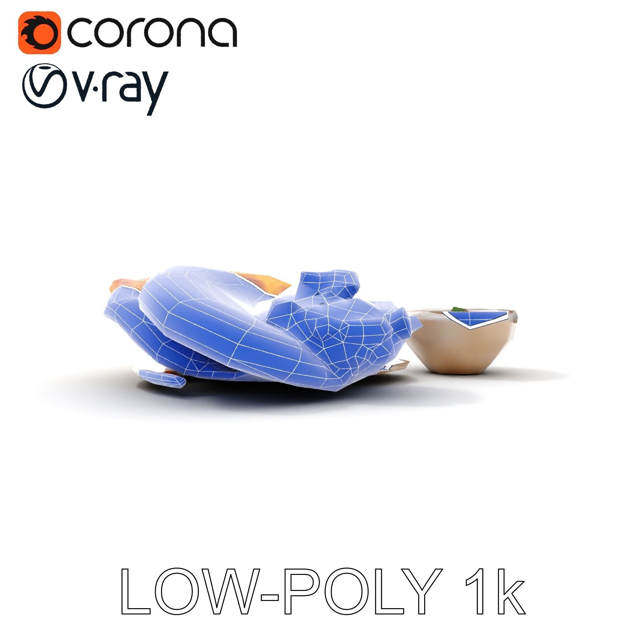 Traditional Indian Cuisine Model Pack with Naan and Curry Low-poly 3D model_32