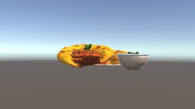 Traditional Indian Cuisine Model Pack with Naan and Curry Low-poly 3D model 5
