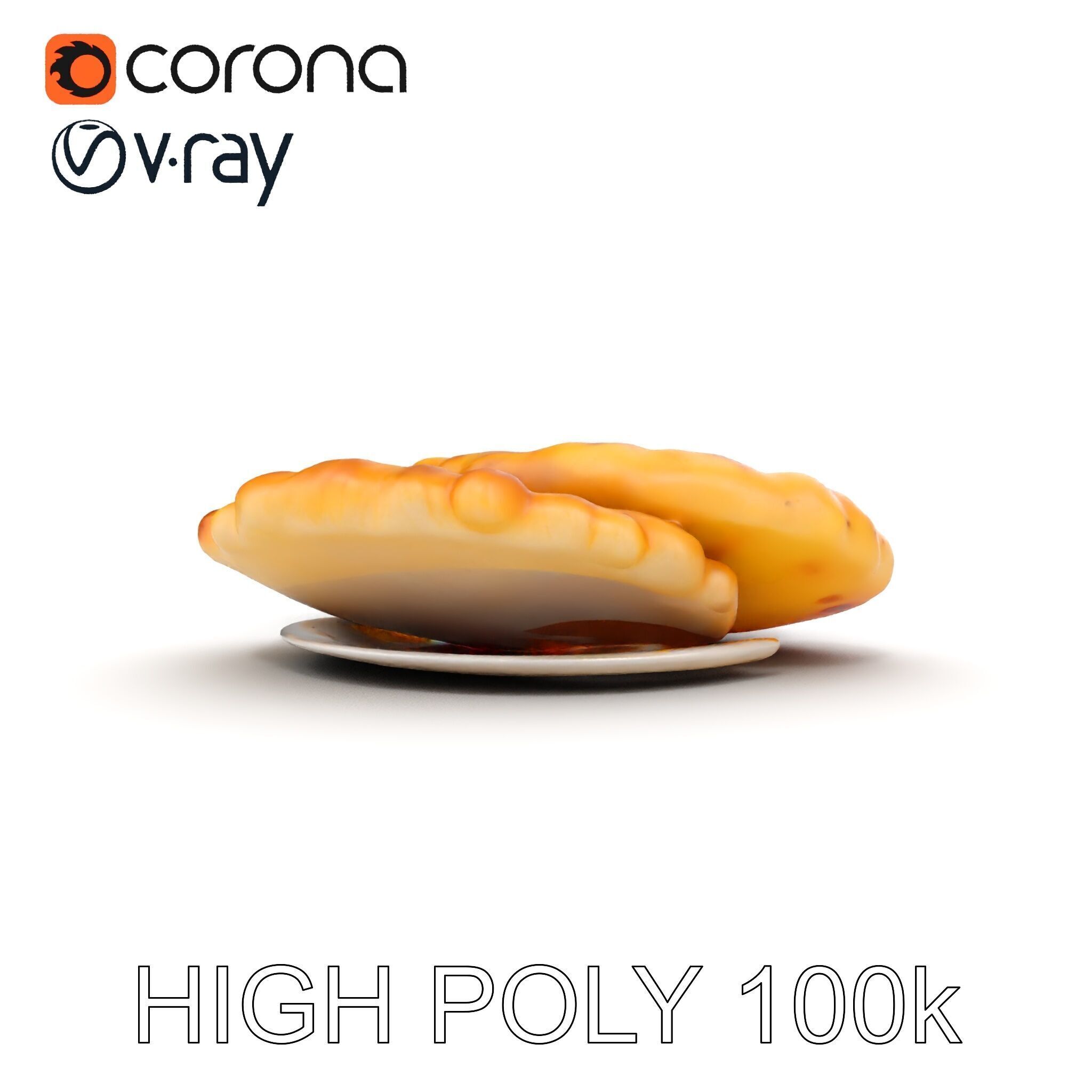 Traditional Indian Cuisine Model Pack with Naan and Curry Low-poly 3D model_11