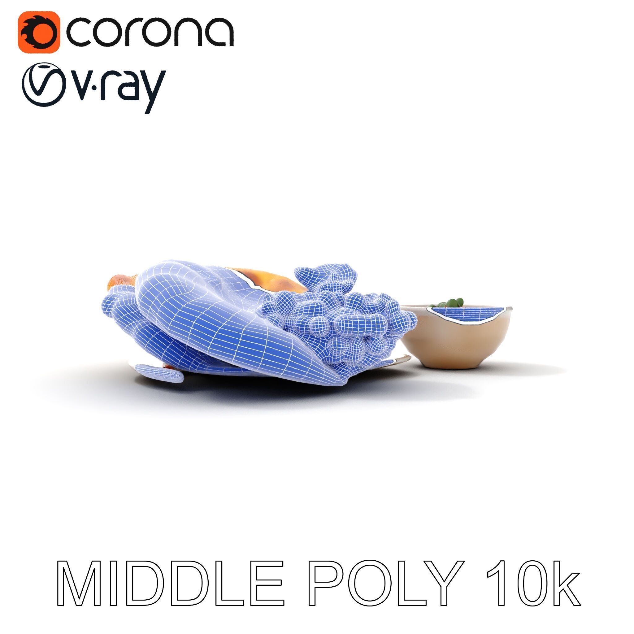 Traditional Indian Cuisine Model Pack with Naan and Curry Low-poly 3D model_31