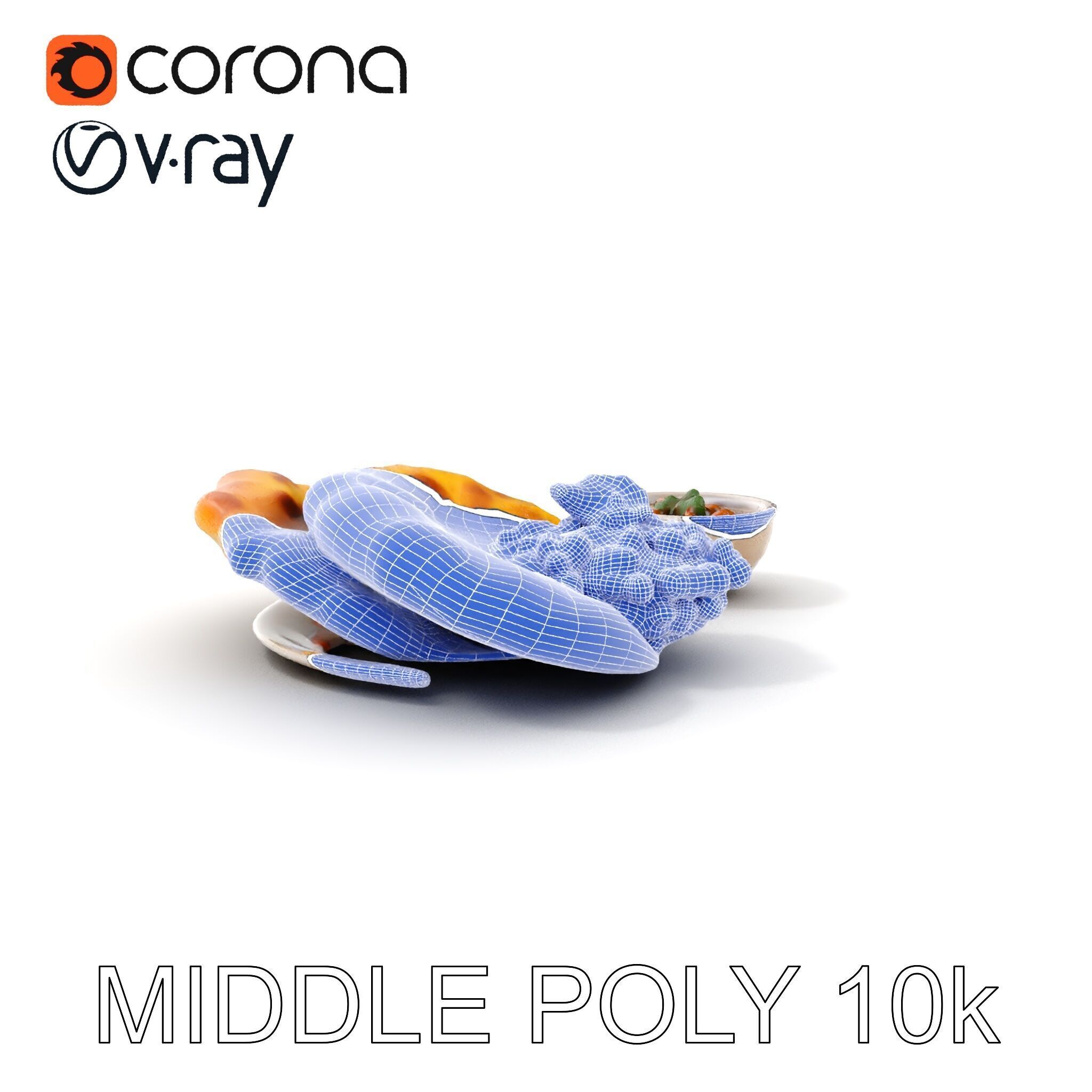 Traditional Indian Cuisine Model Pack with Naan and Curry Low-poly 3D model_20