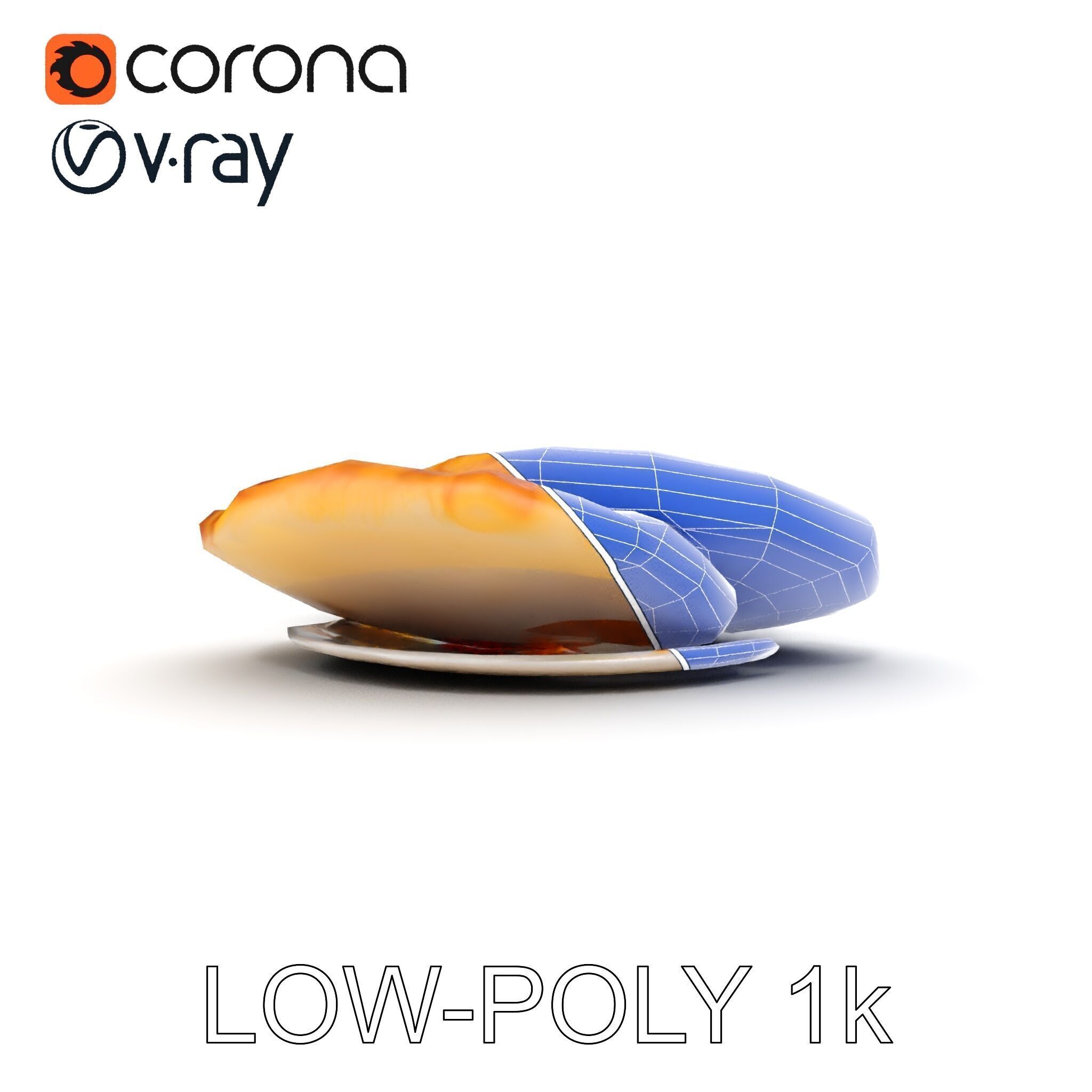 Traditional Indian Cuisine Model Pack with Naan and Curry Low-poly 3D model_26