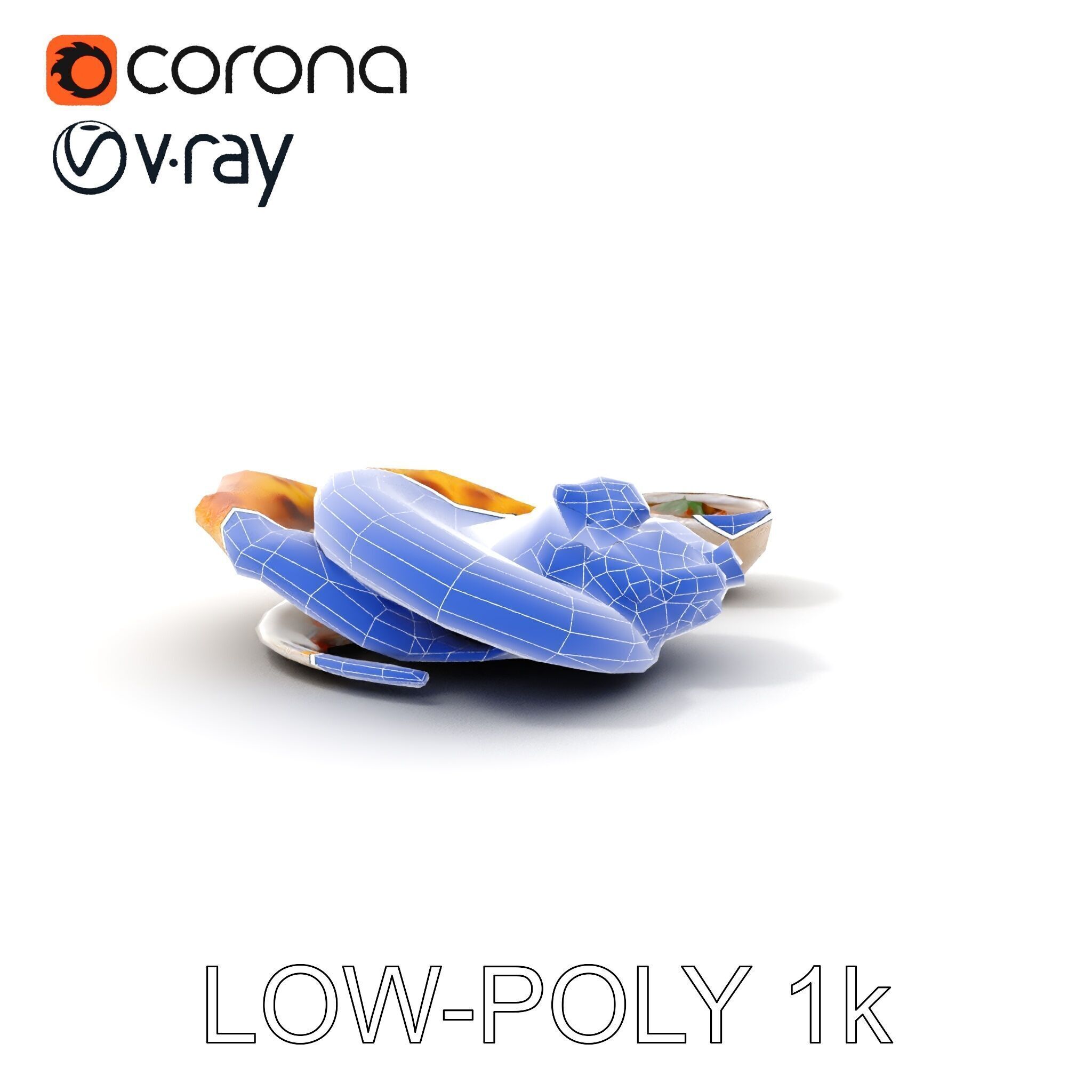 Traditional Indian Cuisine Model Pack with Naan and Curry Low-poly 3D model_13