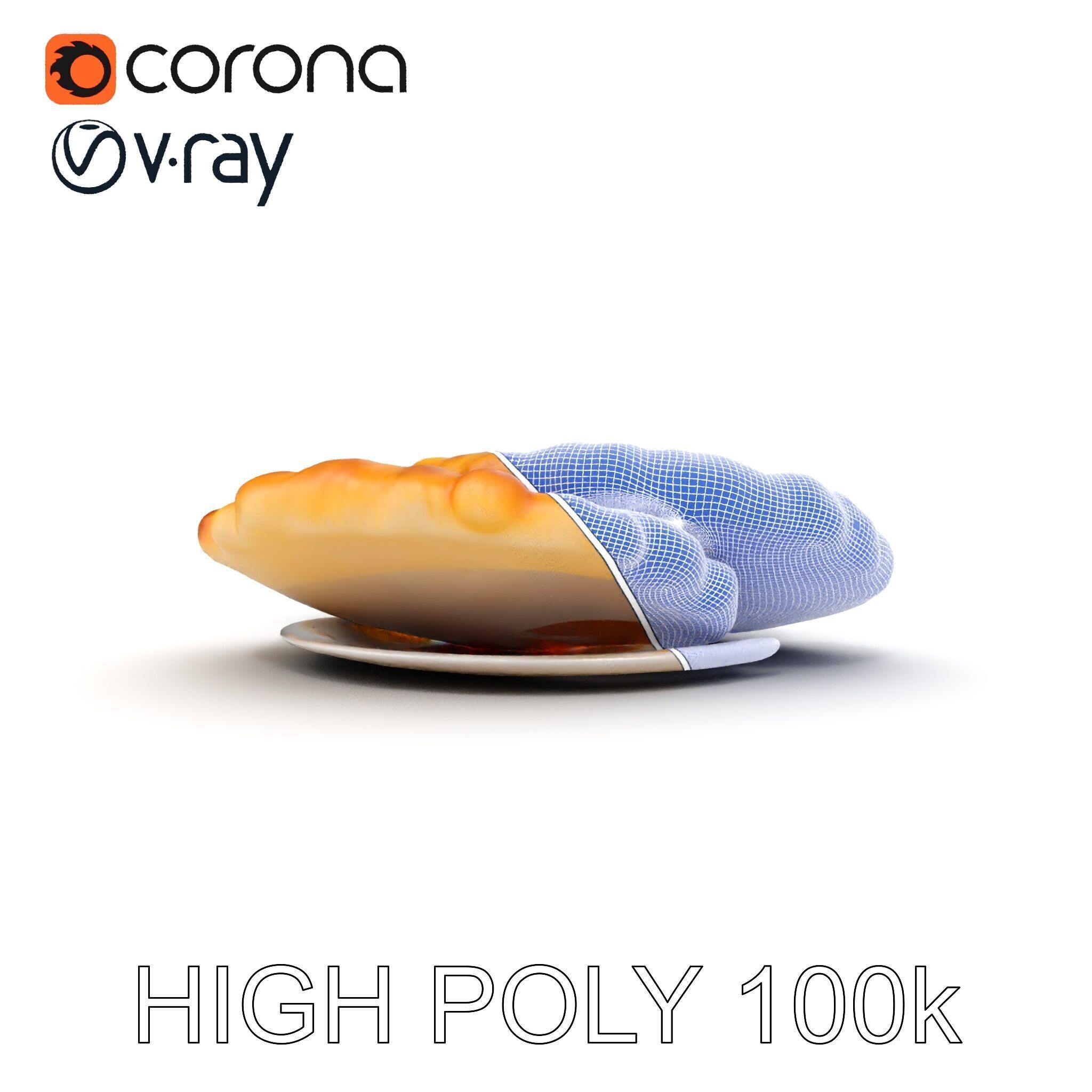 Traditional Indian Cuisine Model Pack with Naan and Curry Low-poly 3D model_27