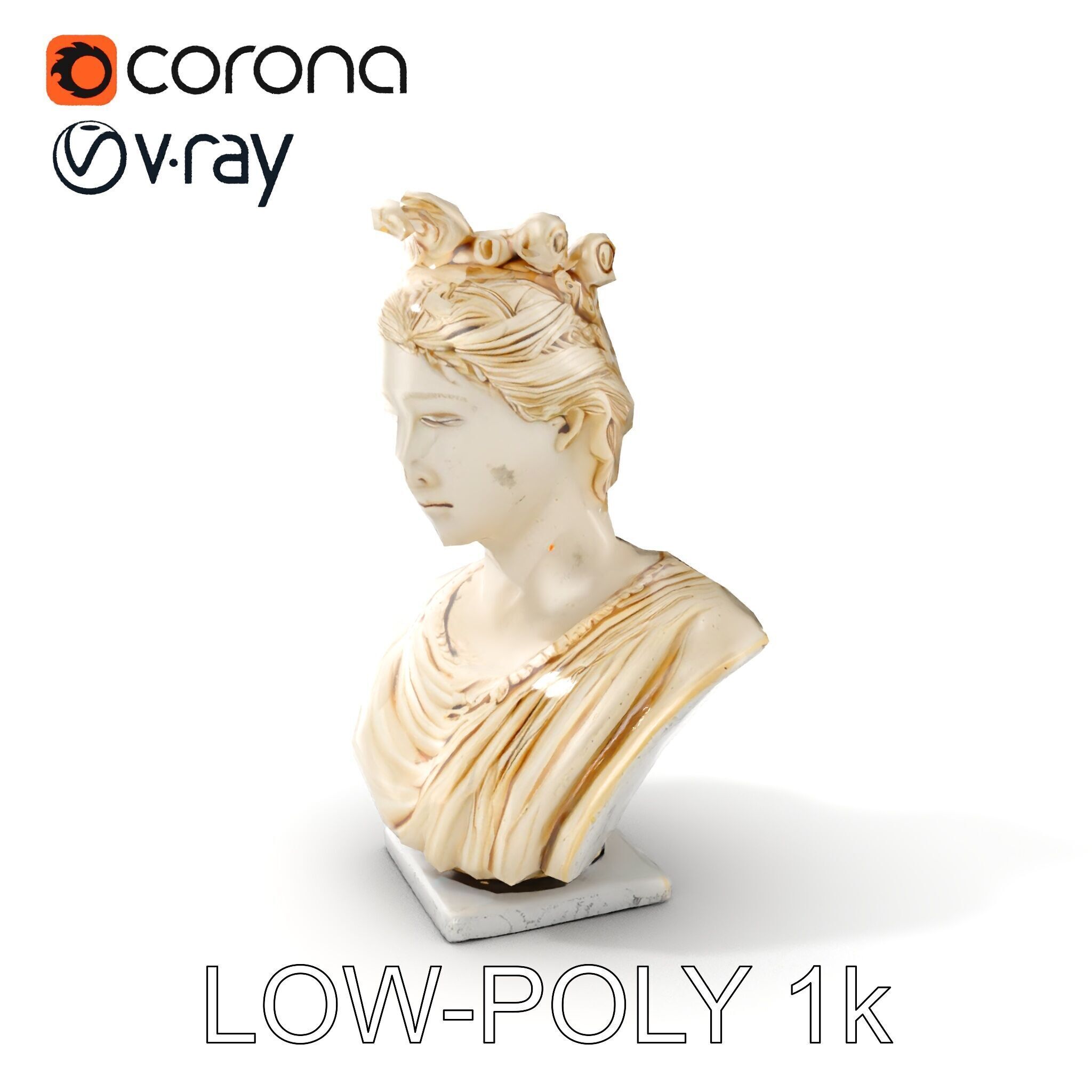 Classical Greek Bust Sculpture D Model Pack Low-poly 3D model_7