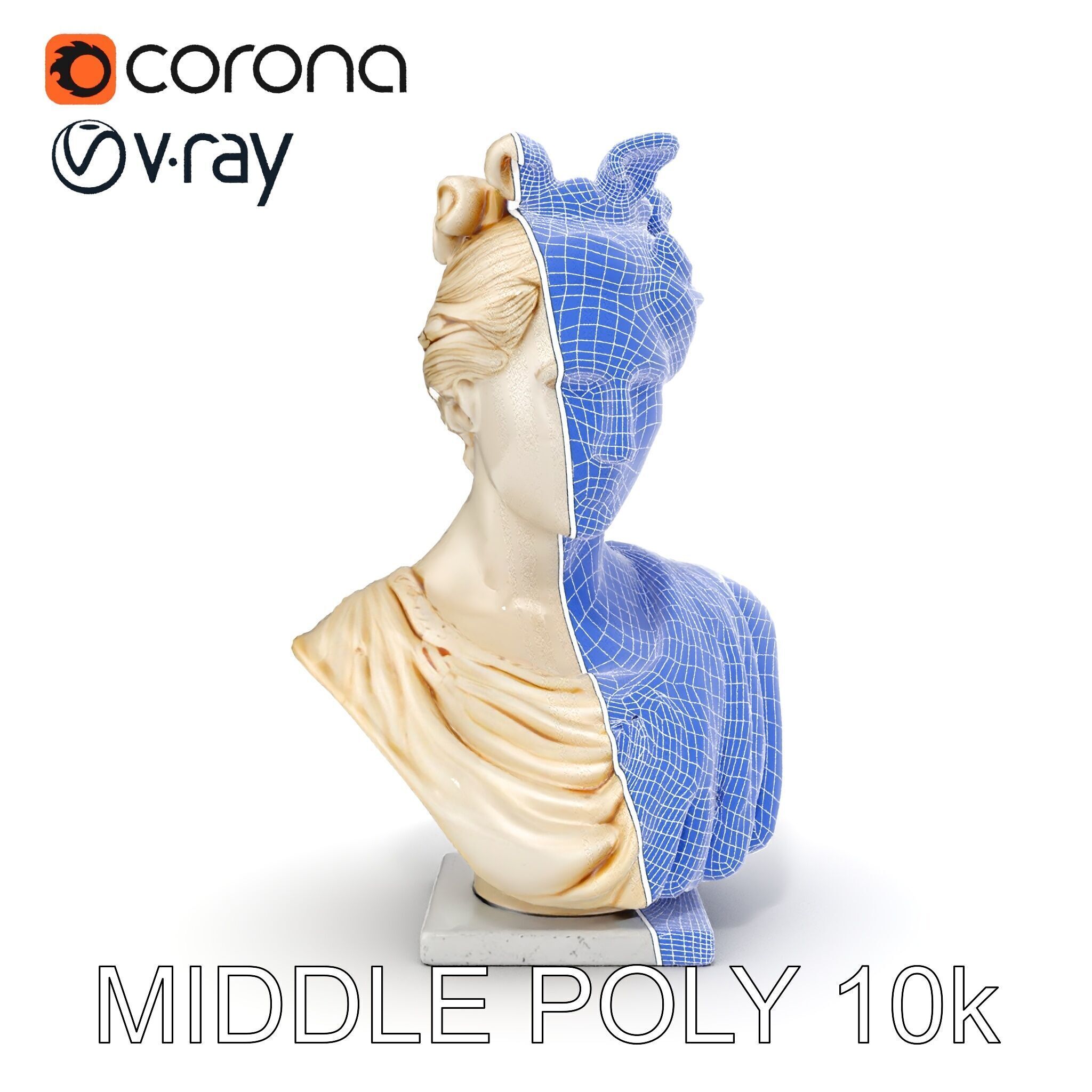 Classical Greek Bust Sculpture D Model Pack Low-poly 3D model_27