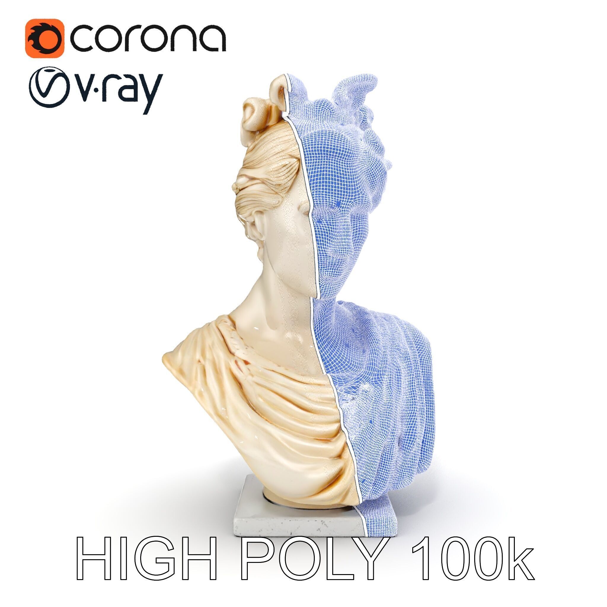 Classical Greek Bust Sculpture D Model Pack Low-poly 3D model_35