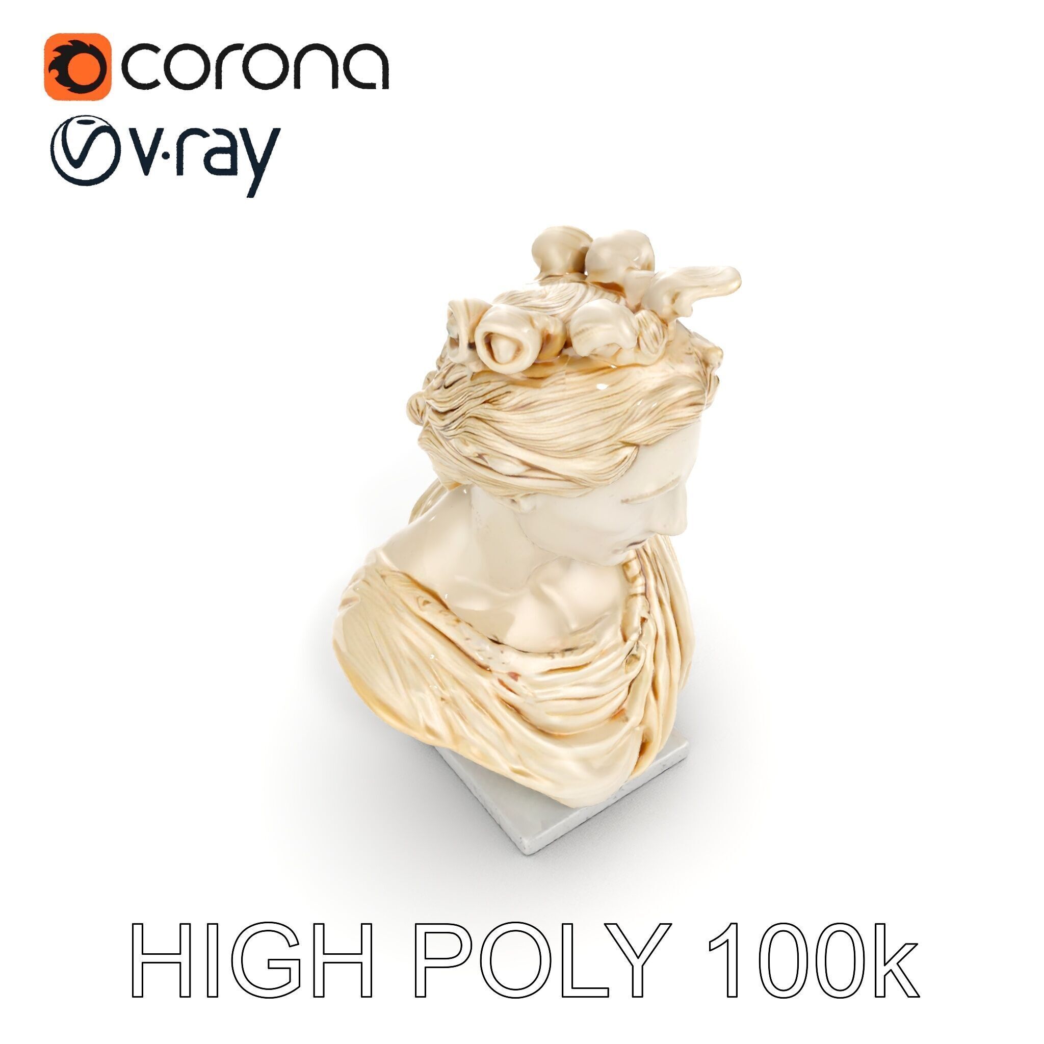 Classical Greek Bust Sculpture D Model Pack Low-poly 3D model_23