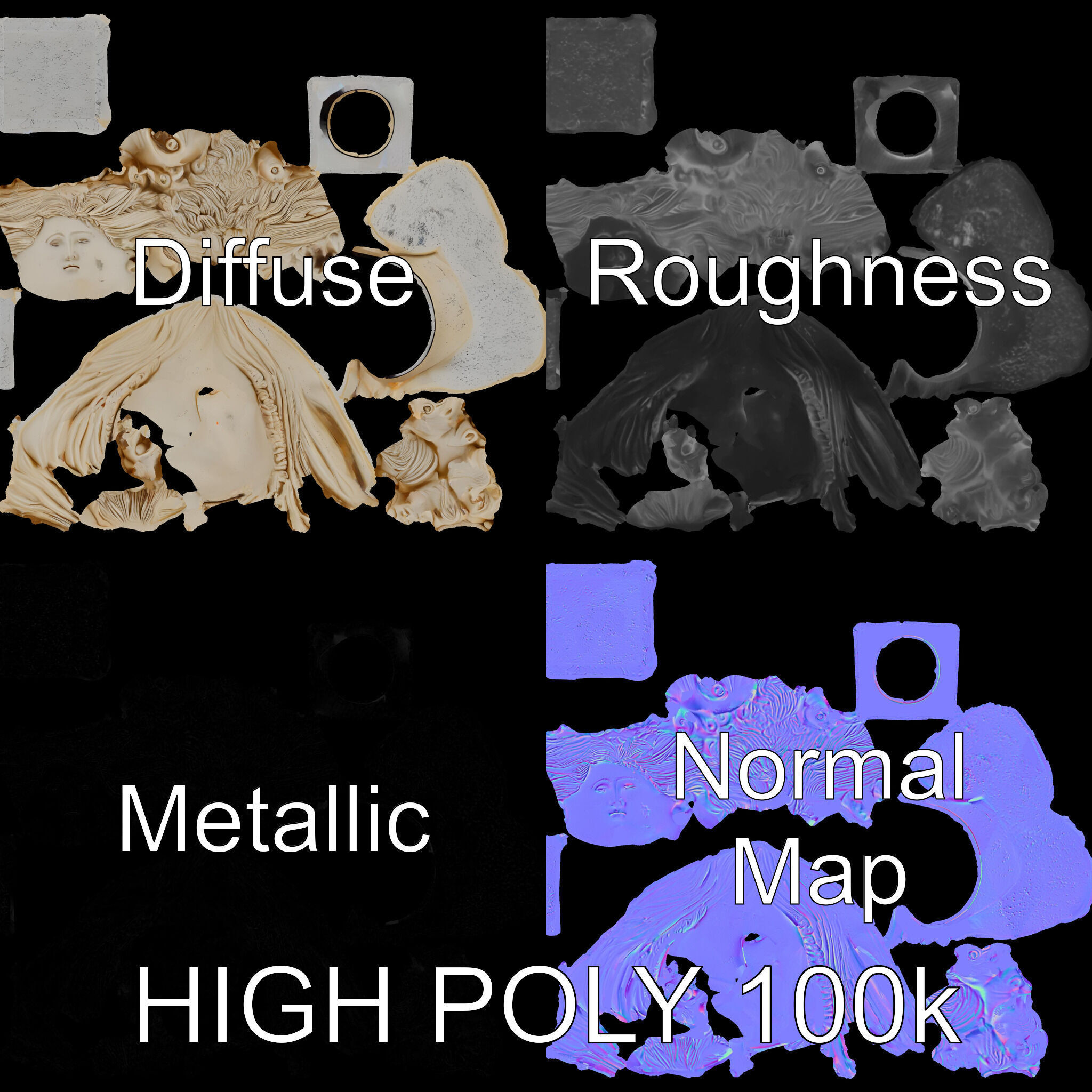 Classical Greek Bust Sculpture D Model Pack Low-poly 3D model_3