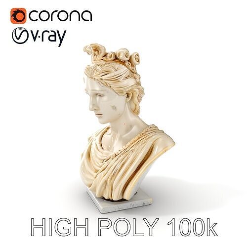 Classical Greek Bust Sculpture D Model Pack Low-poly 3D model