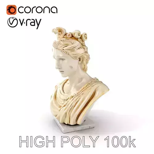 Classical Greek Bust Sculpture D Model Pack Low-poly 3D model