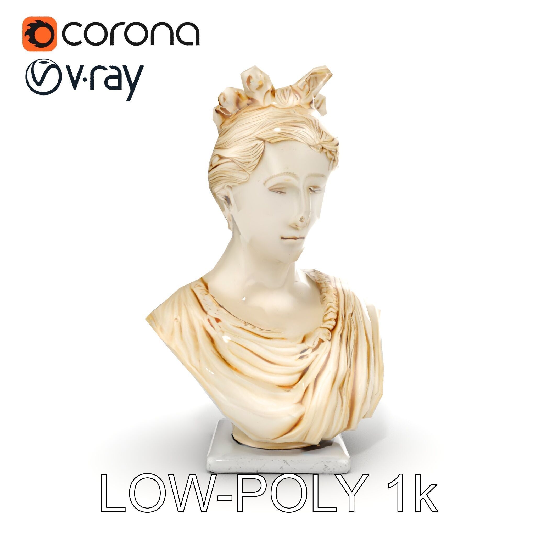 Classical Greek Bust Sculpture D Model Pack Low-poly 3D model_28