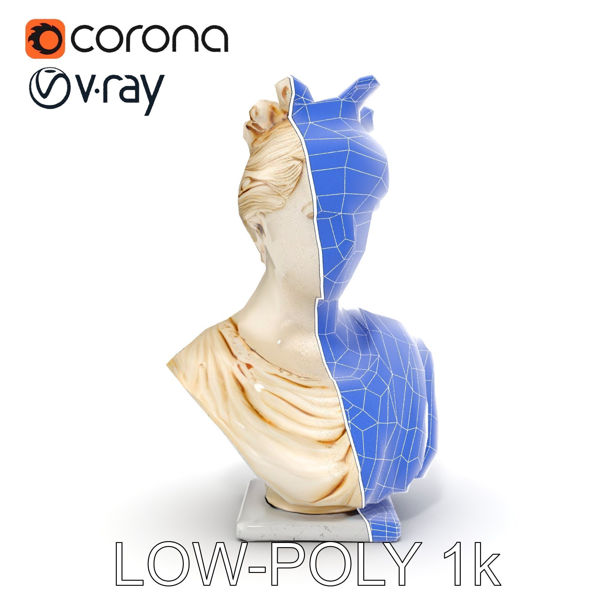 Classical Greek Bust Sculpture D Model Pack Low-poly 3D model_14