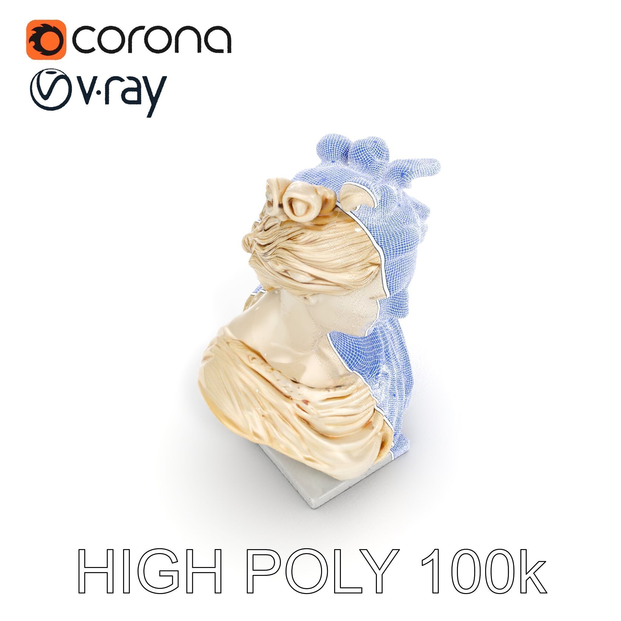 Classical Greek Bust Sculpture D Model Pack Low-poly 3D model_32